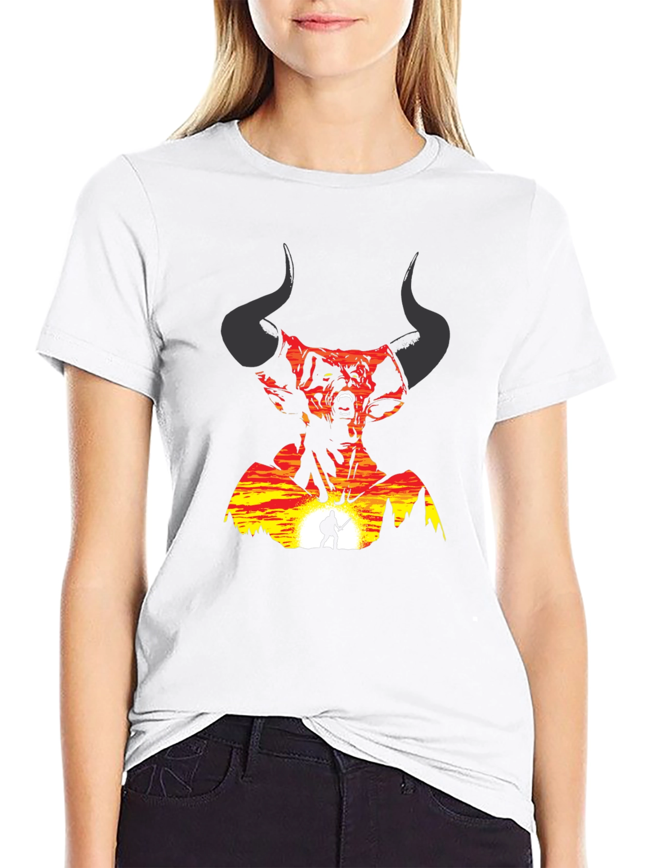 Epic Demon Warrior Graphic Tee - Black