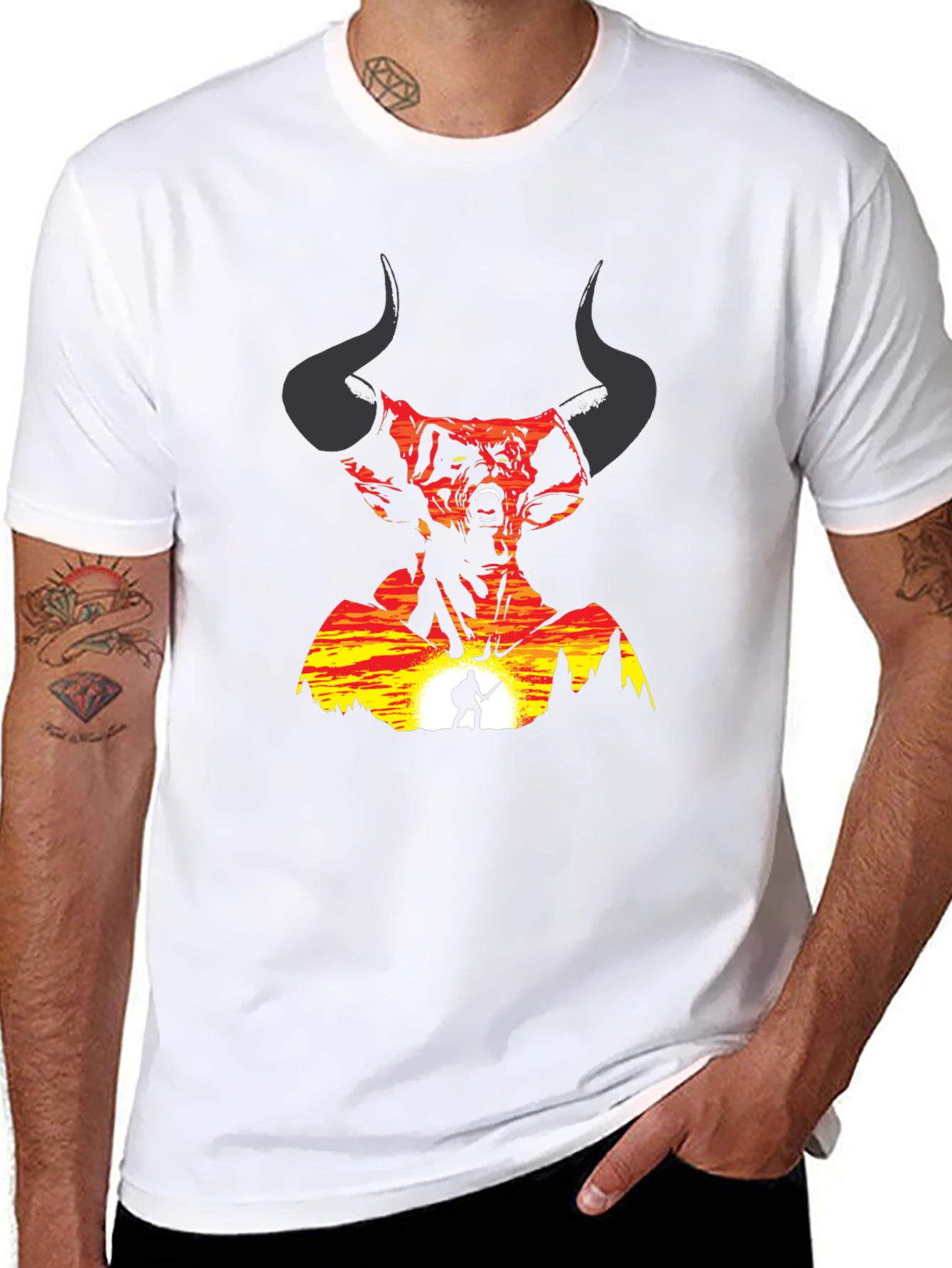 Epic Demon Warrior Graphic Tee - Black