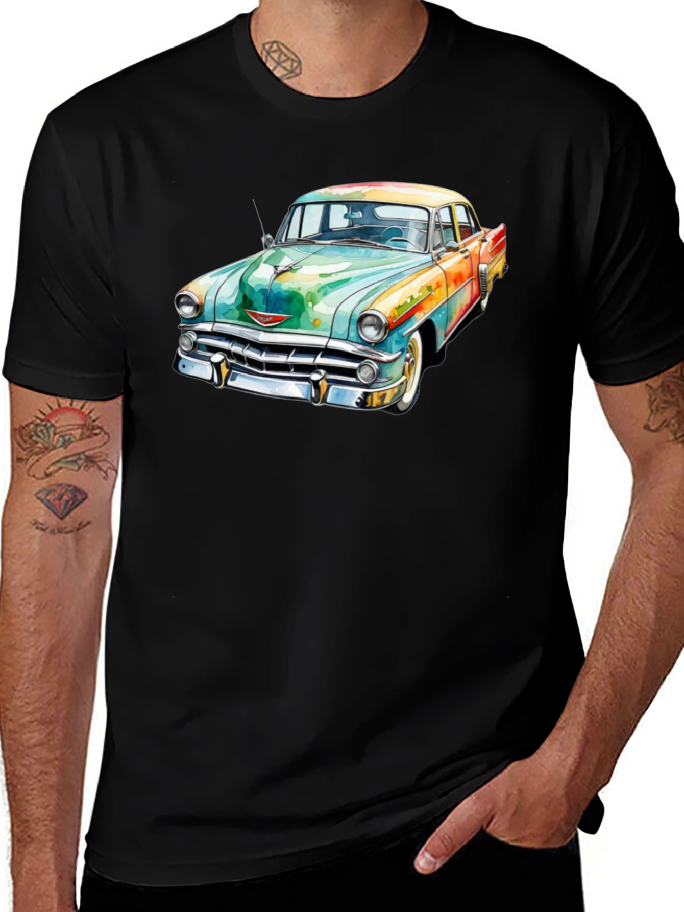 Classic Car Graphic T-Shirt - Mens Black Tee