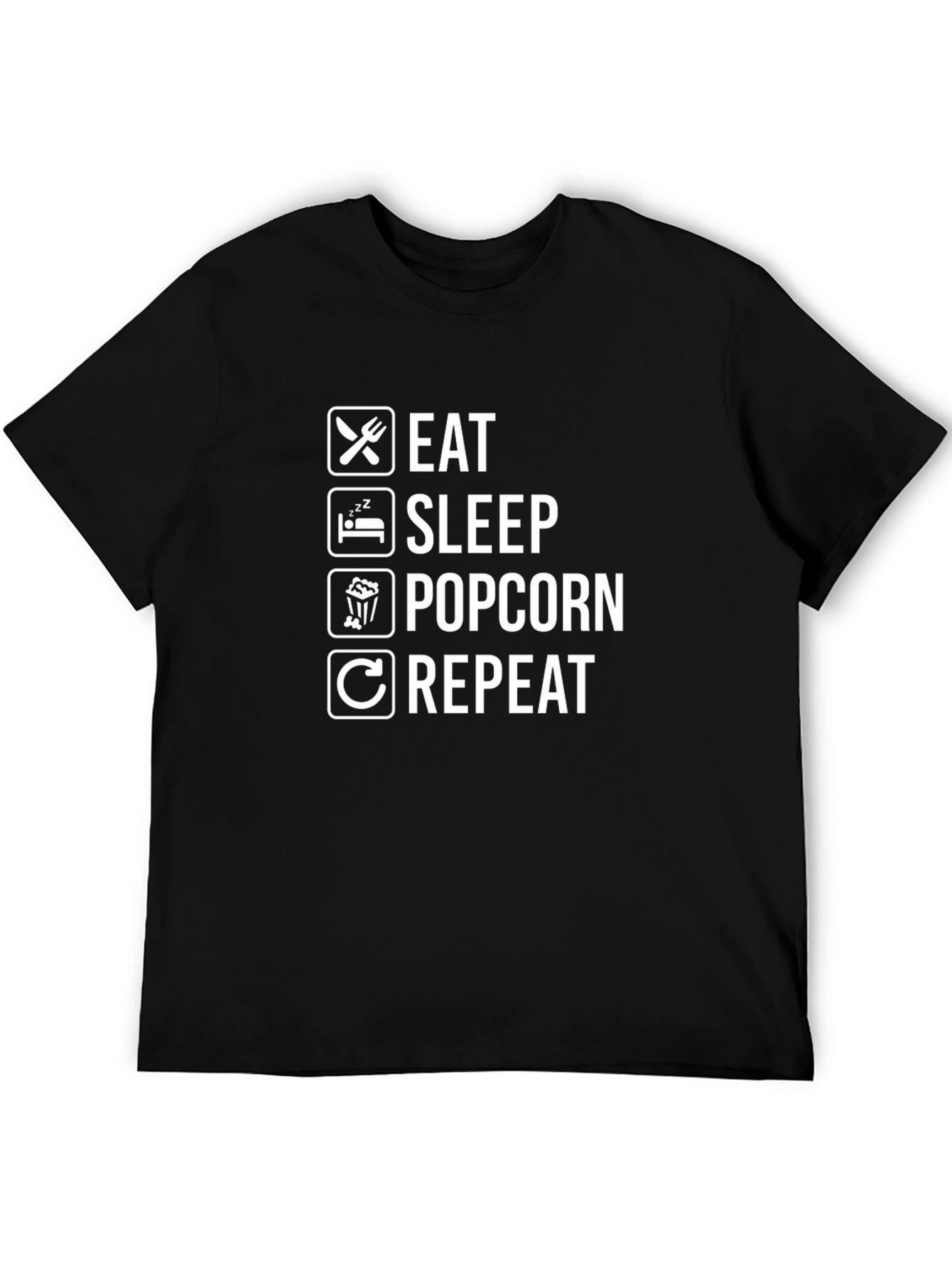 Eat Sleep Popcorn Repeat Graphic T-Shirt