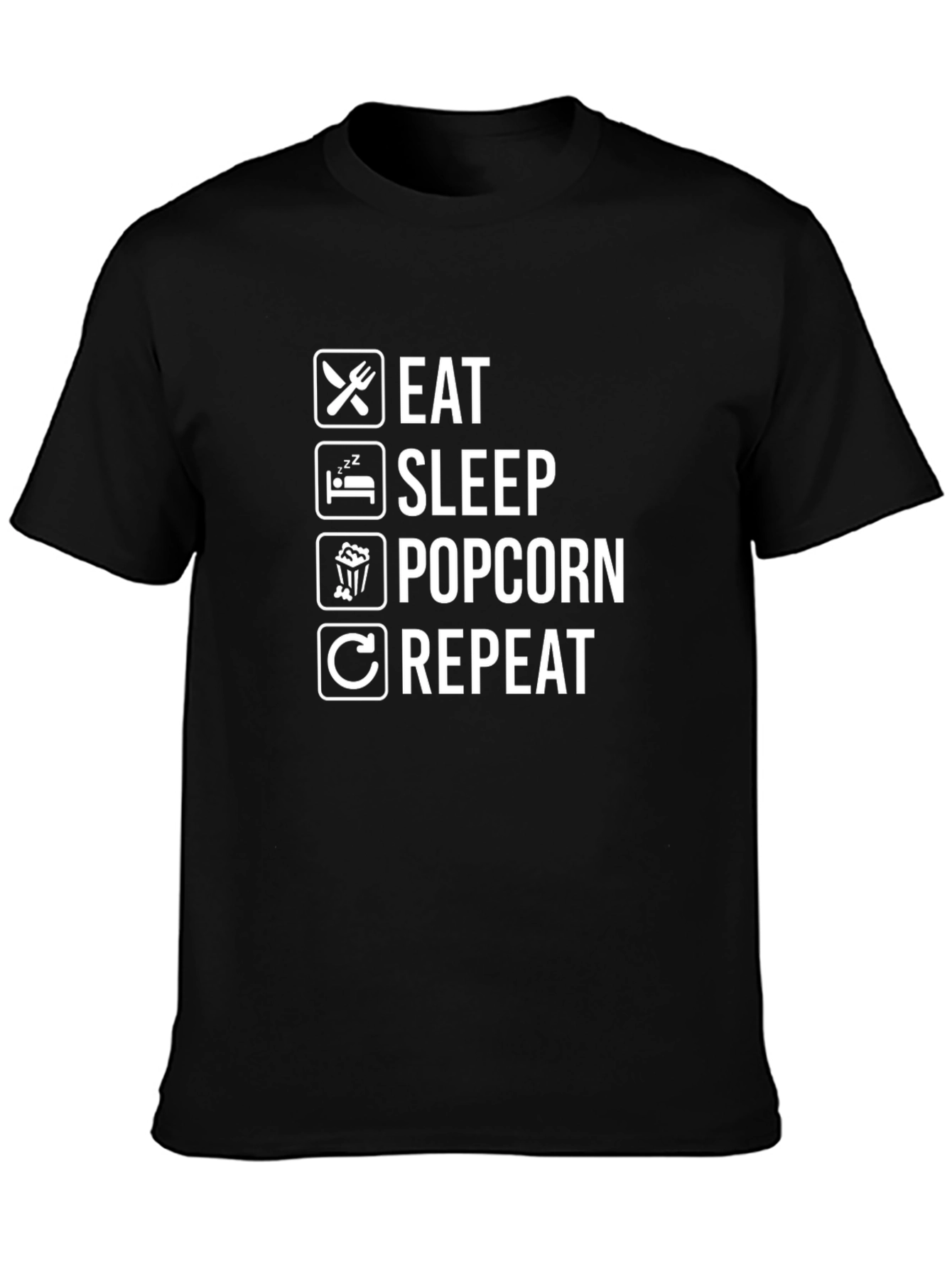 Eat Sleep Popcorn Repeat Graphic T-Shirt