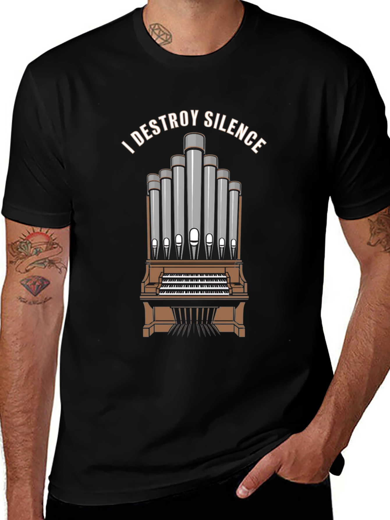 I DESTROY SILENCE T-Shirt Organ Player Musician Tee