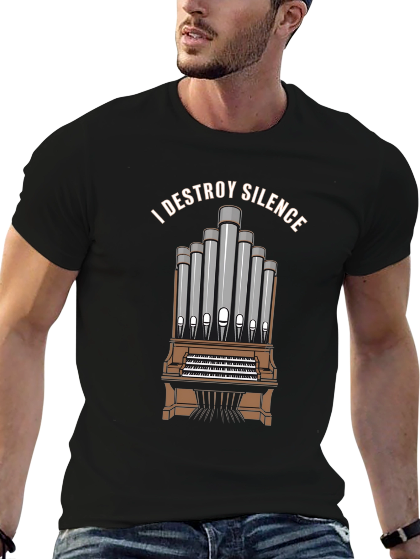 I DESTROY SILENCE T-Shirt Organ Player Musician Tee