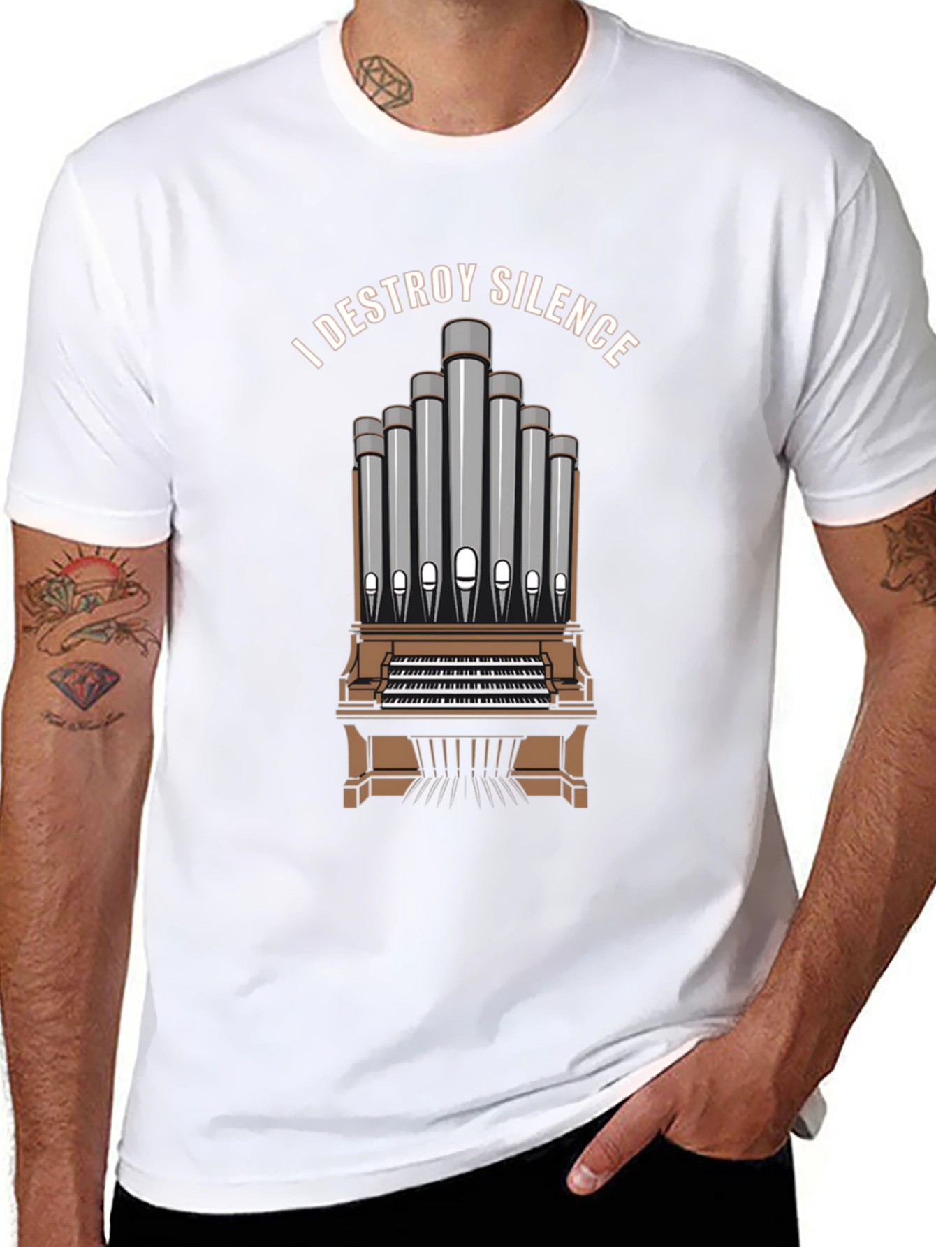 I DESTROY SILENCE T-Shirt Organ Player Musician Tee