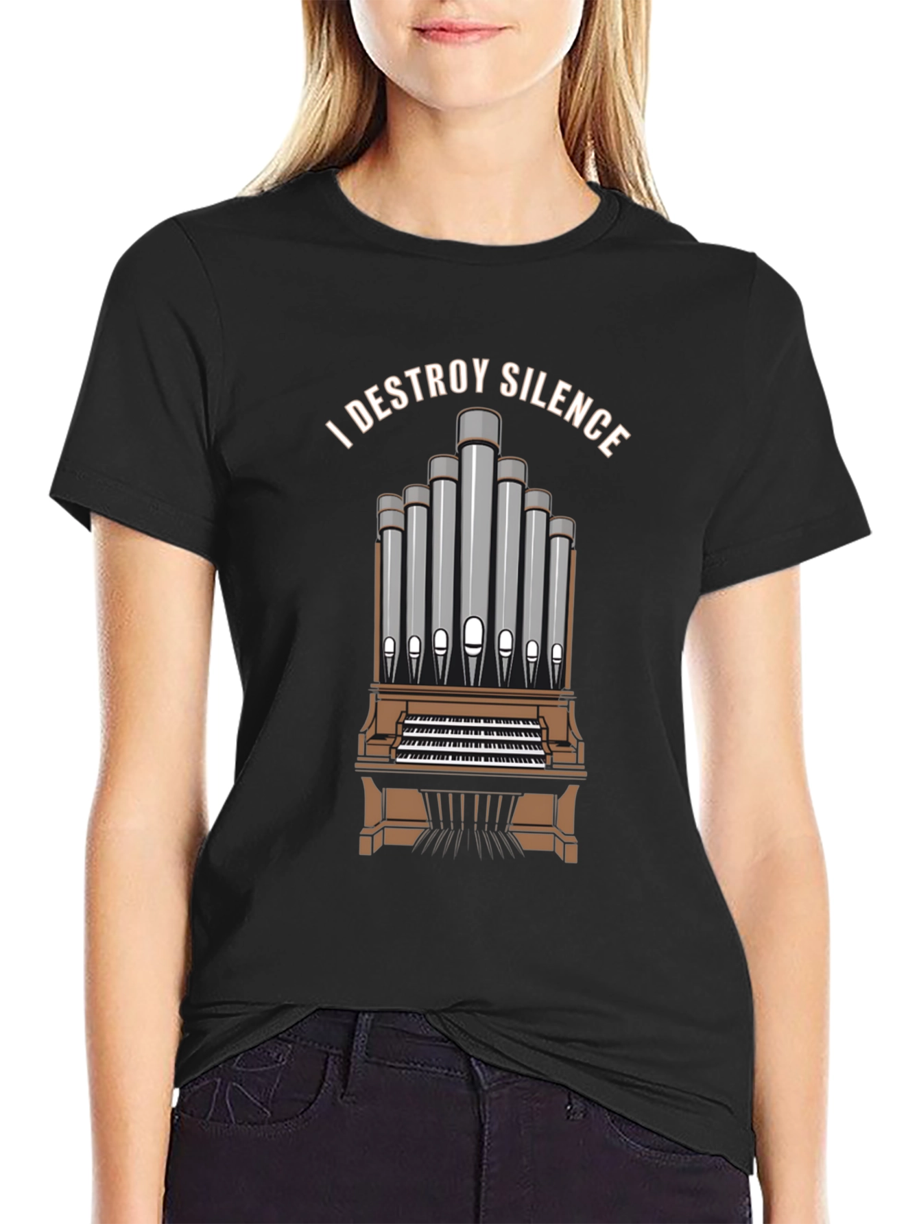 I DESTROY SILENCE T-Shirt Organ Player Musician Tee