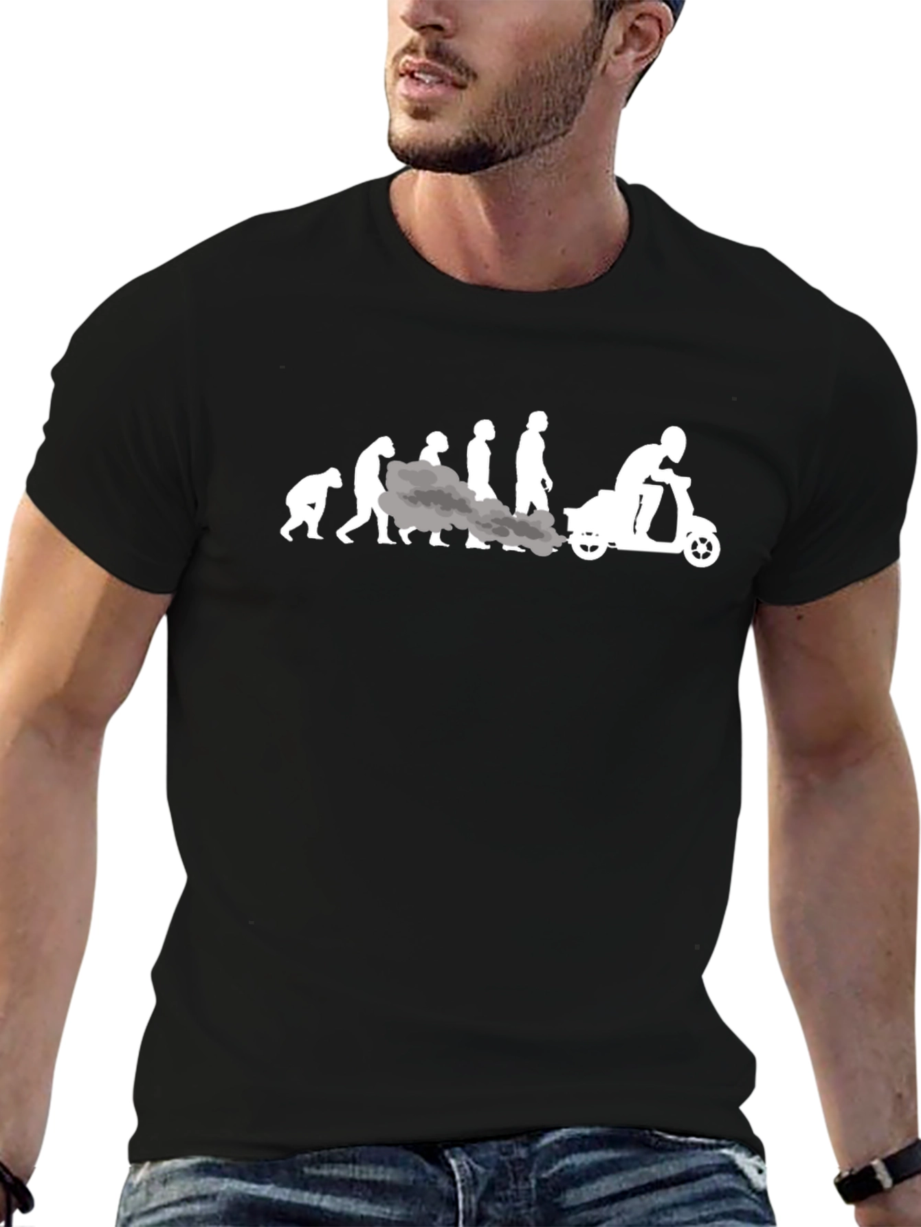 Evolution of Scooter T-Shirt - Black Cotton Tee