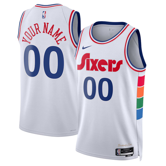 Men's Philadelphia 76ers White 2024/25 Custom Swingman Jerseys - City Edition