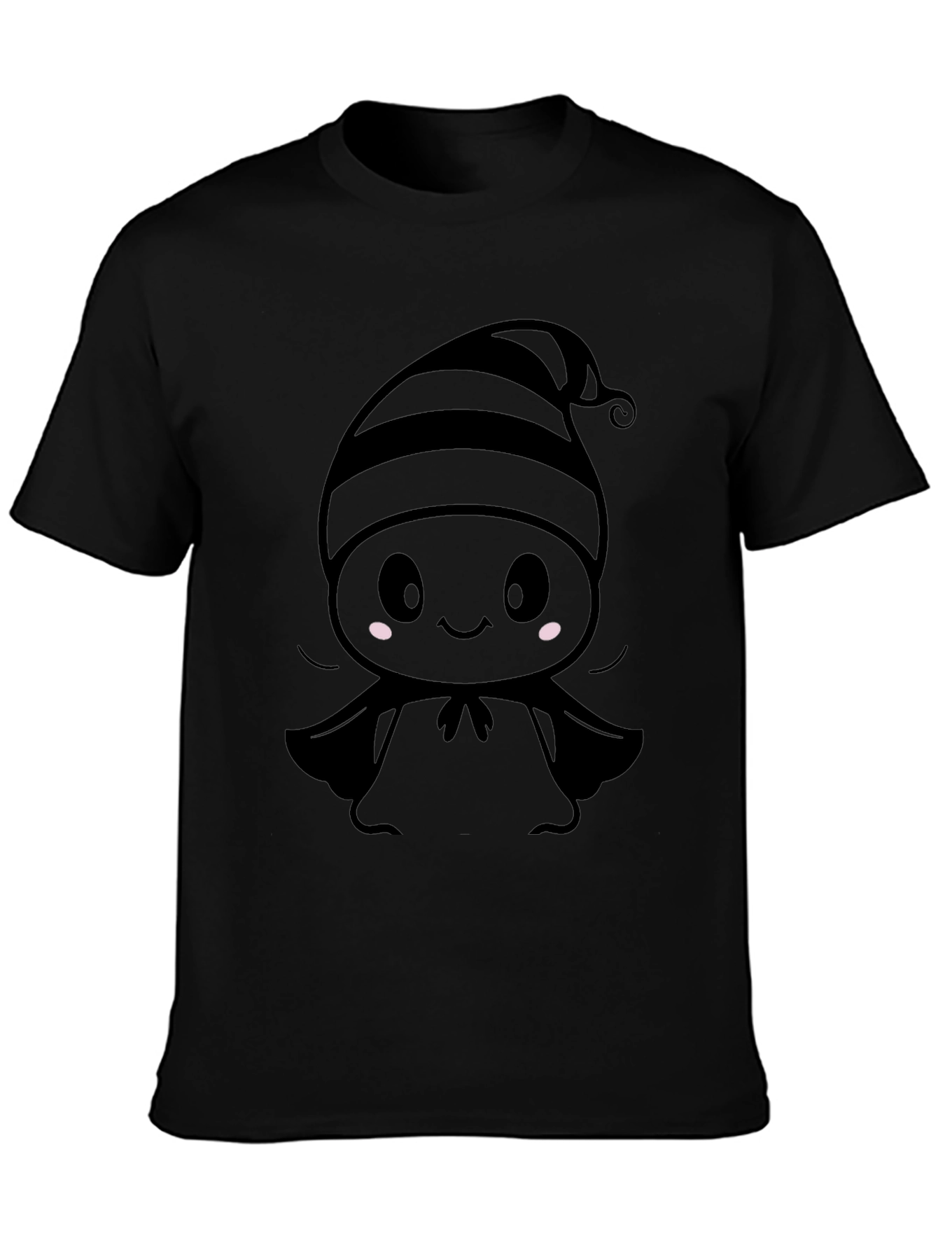 Cute Cartoon Ghost T-Shirt - Black