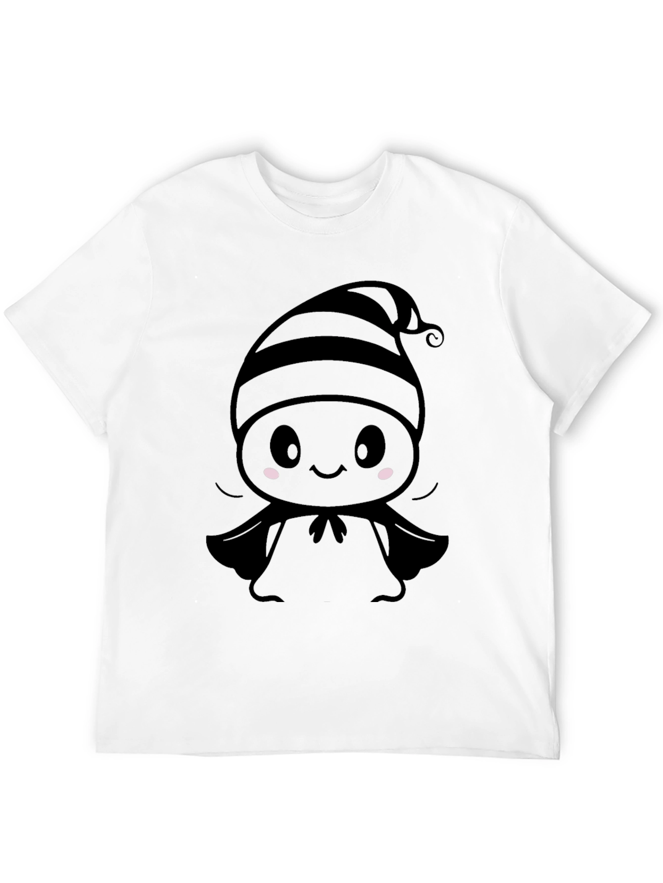 Cute Cartoon Ghost T-Shirt - Black