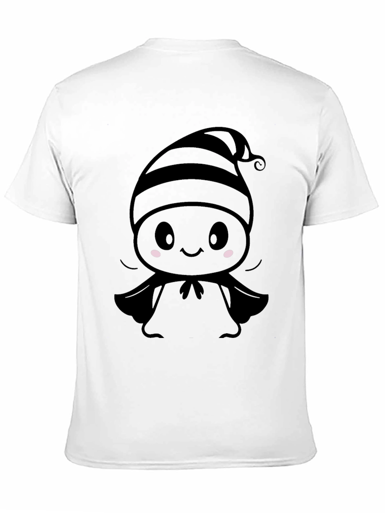 Cute Cartoon Ghost T-Shirt - Black