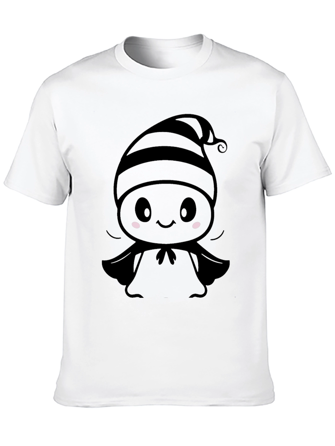 Cute Cartoon Ghost T-Shirt - Black