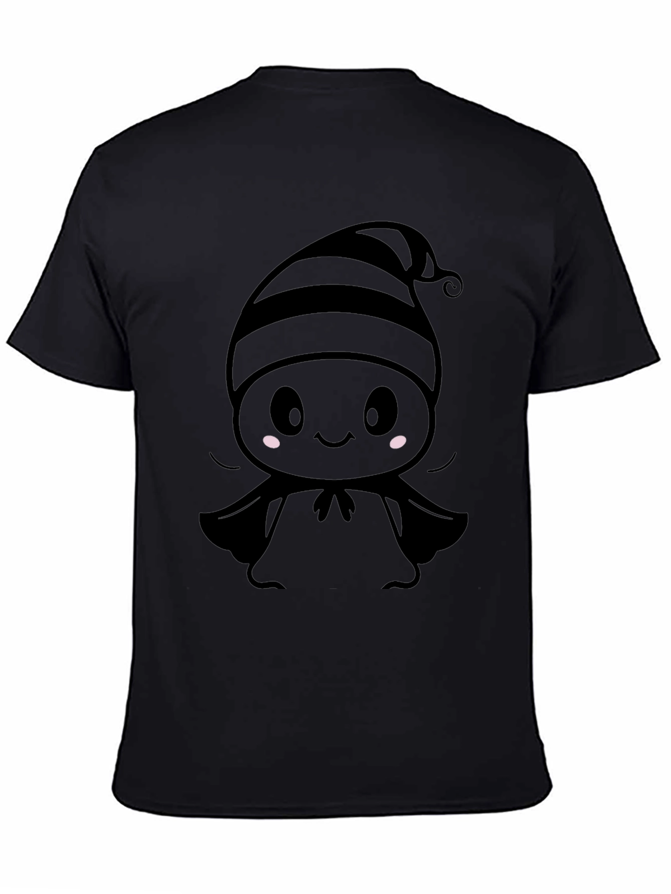 Cute Cartoon Ghost T-Shirt - Black