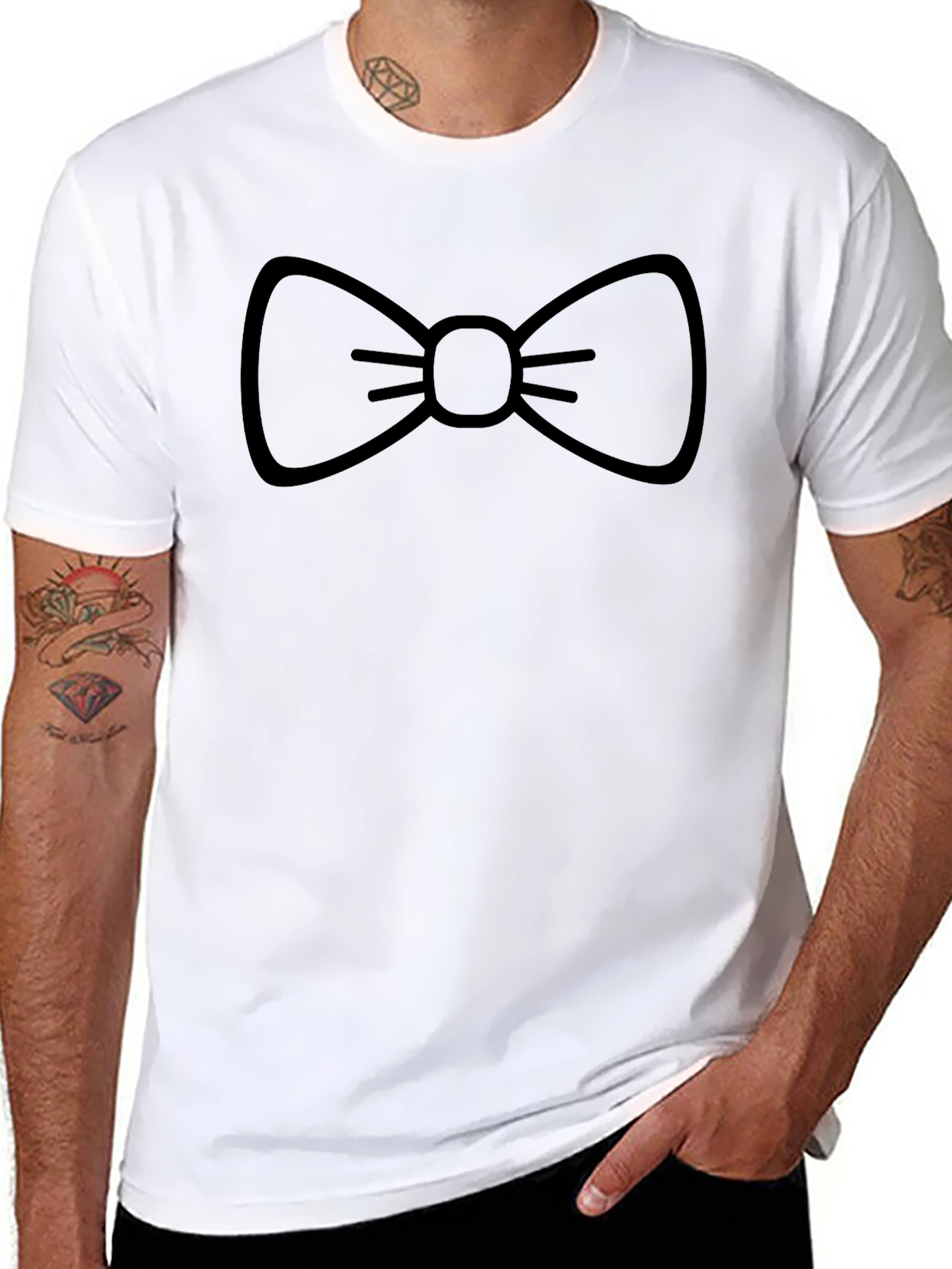 Bowtie Graphic Black T-Shirt - Casual Style
