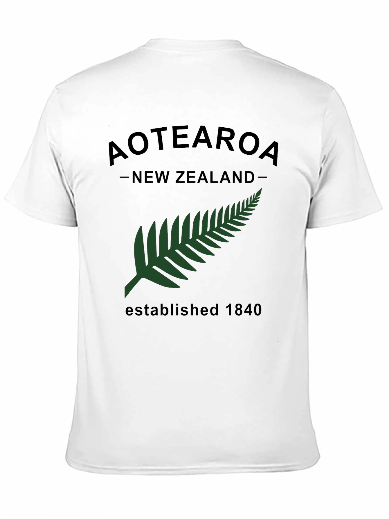 Aotearoa New Zealand Fern Established 1840 Black T-Shirt