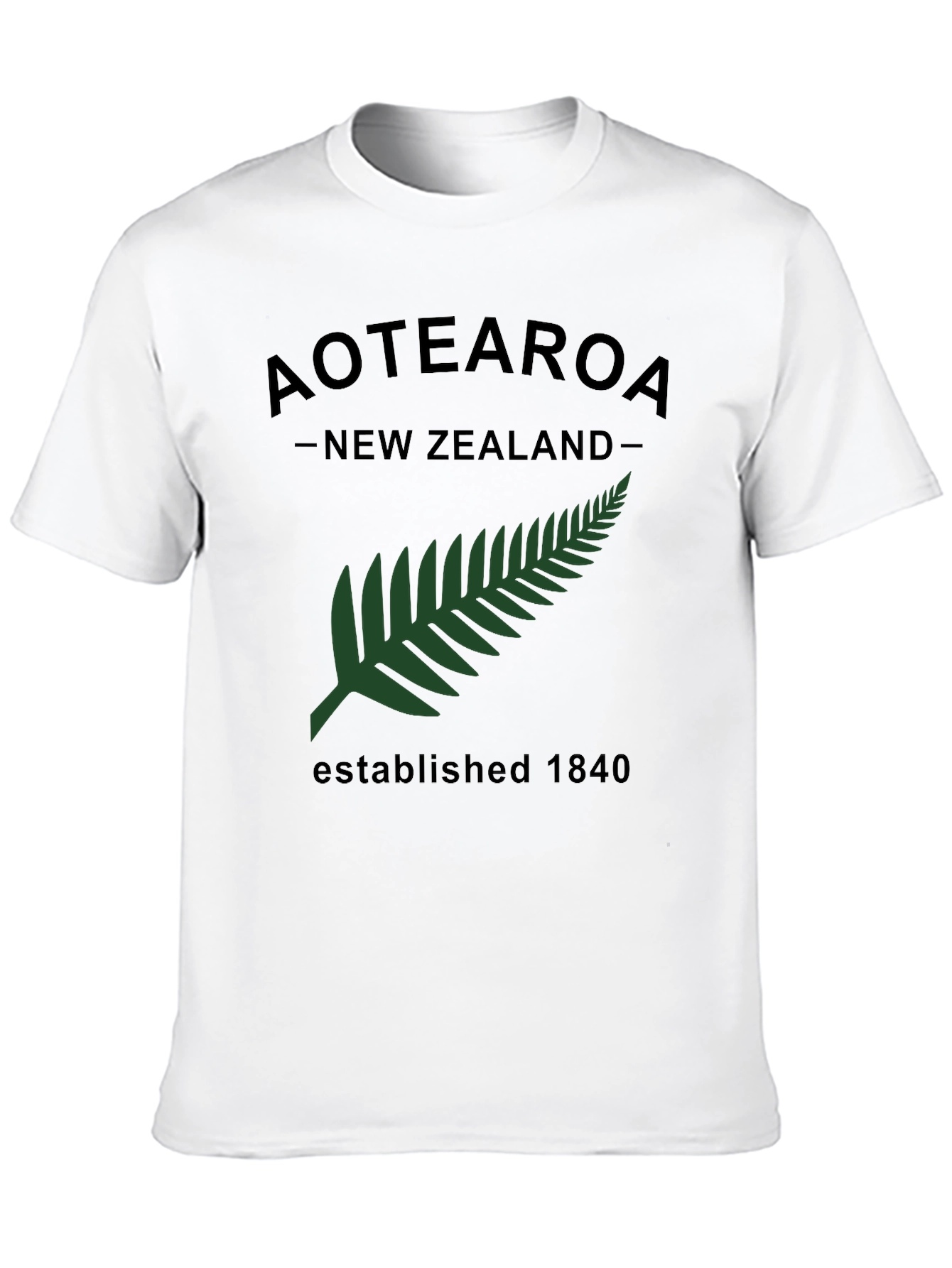Aotearoa New Zealand Fern Established 1840 Black T-Shirt