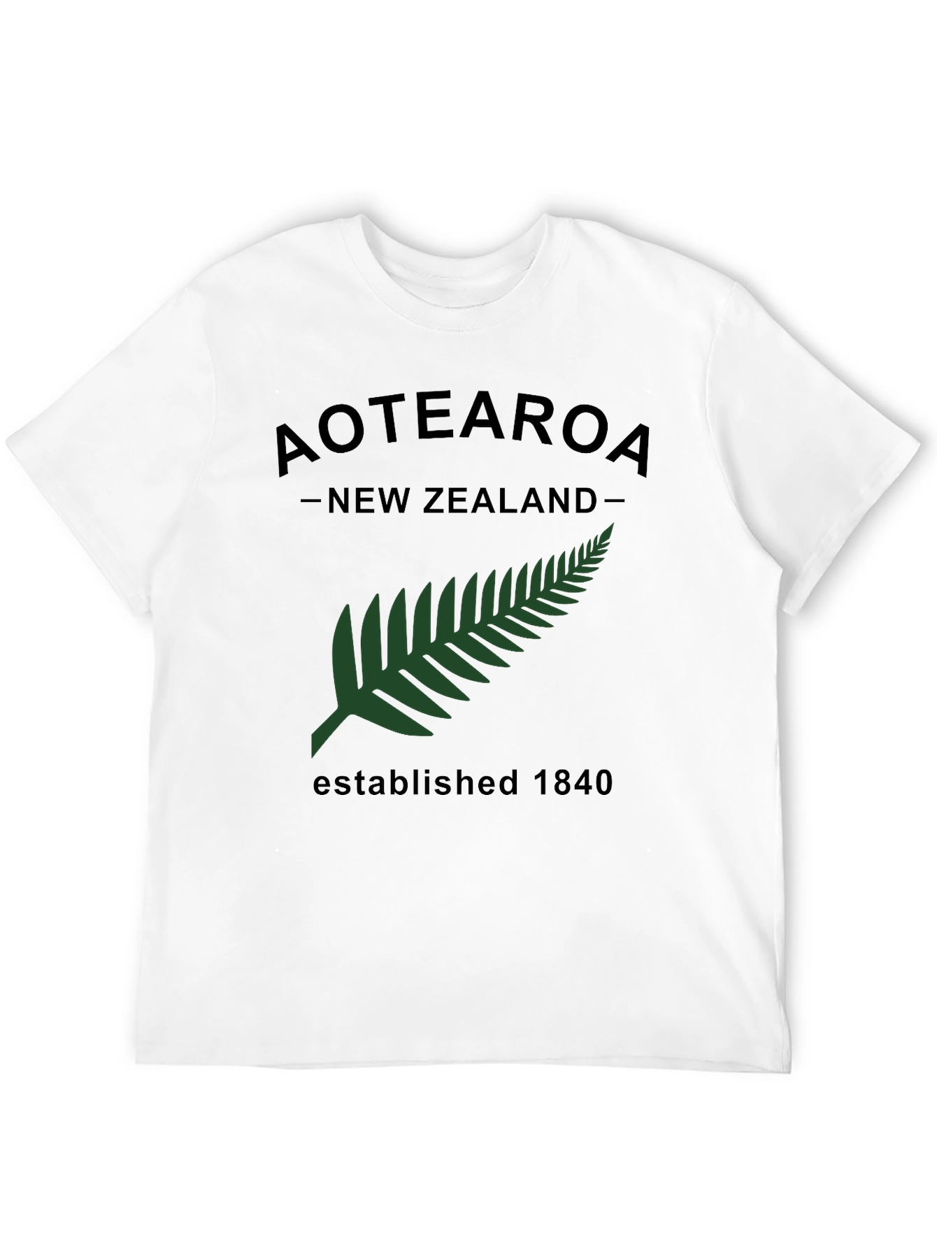 Aotearoa New Zealand Fern Established 1840 Black T-Shirt