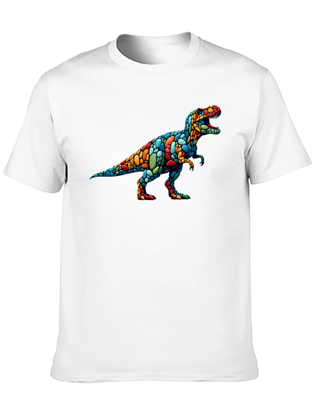 Dino Mosaic T-Shirt - Black Crew Neck Tee