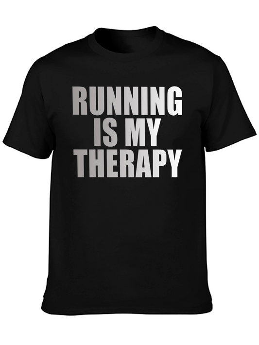 Running Is My Therapy Black T-Shirt