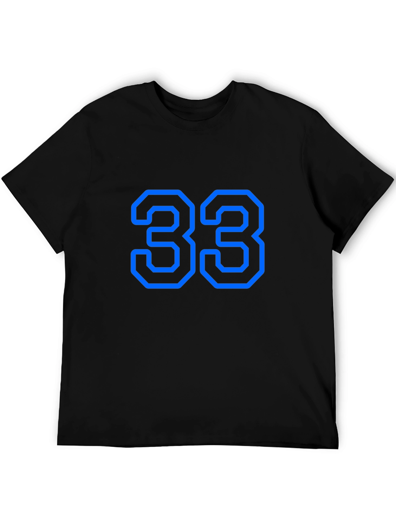 Mens Black T-Shirt with Blue Number 33 Graphic