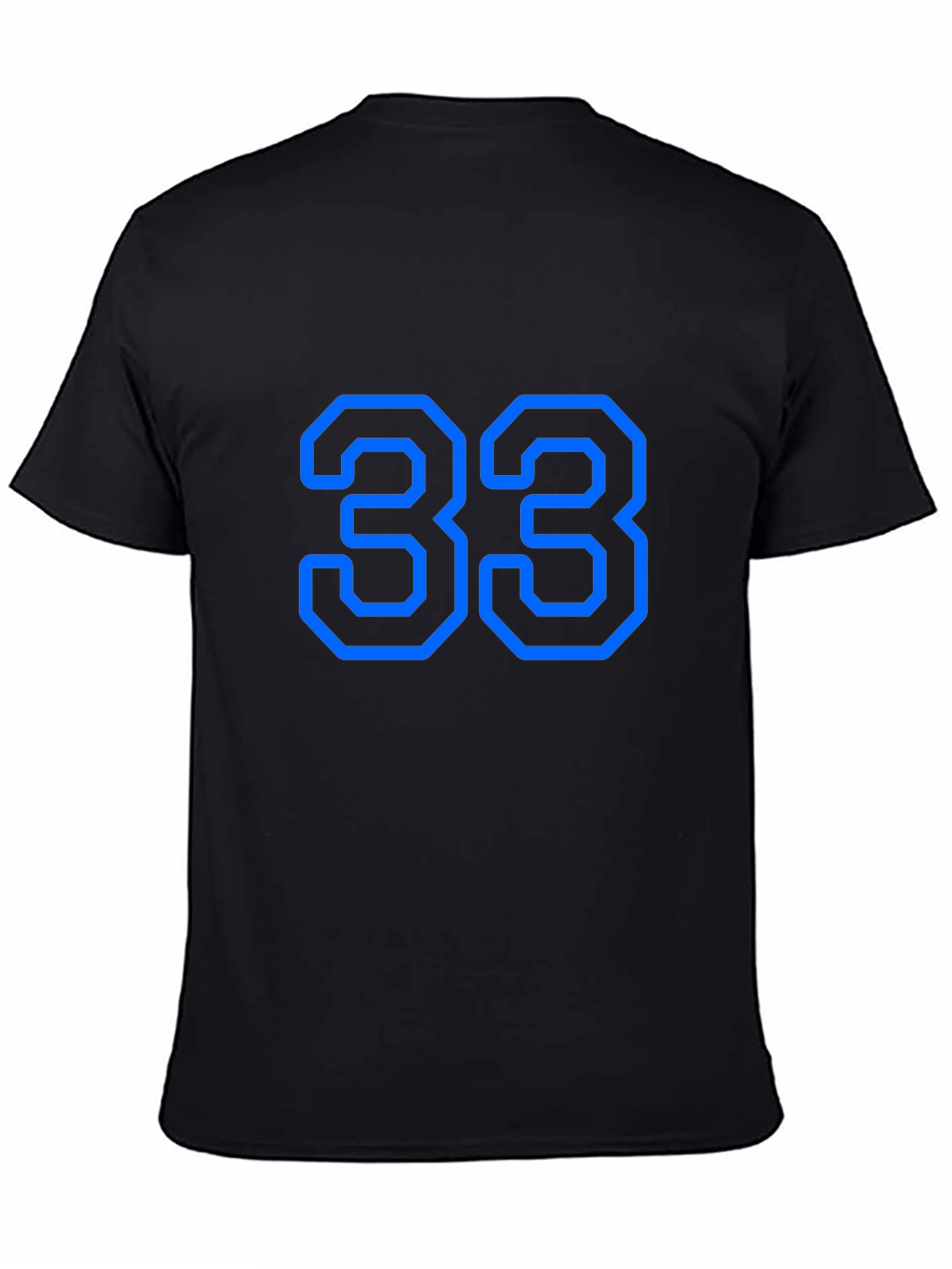 Mens Black T-Shirt with Blue Number 33 Graphic