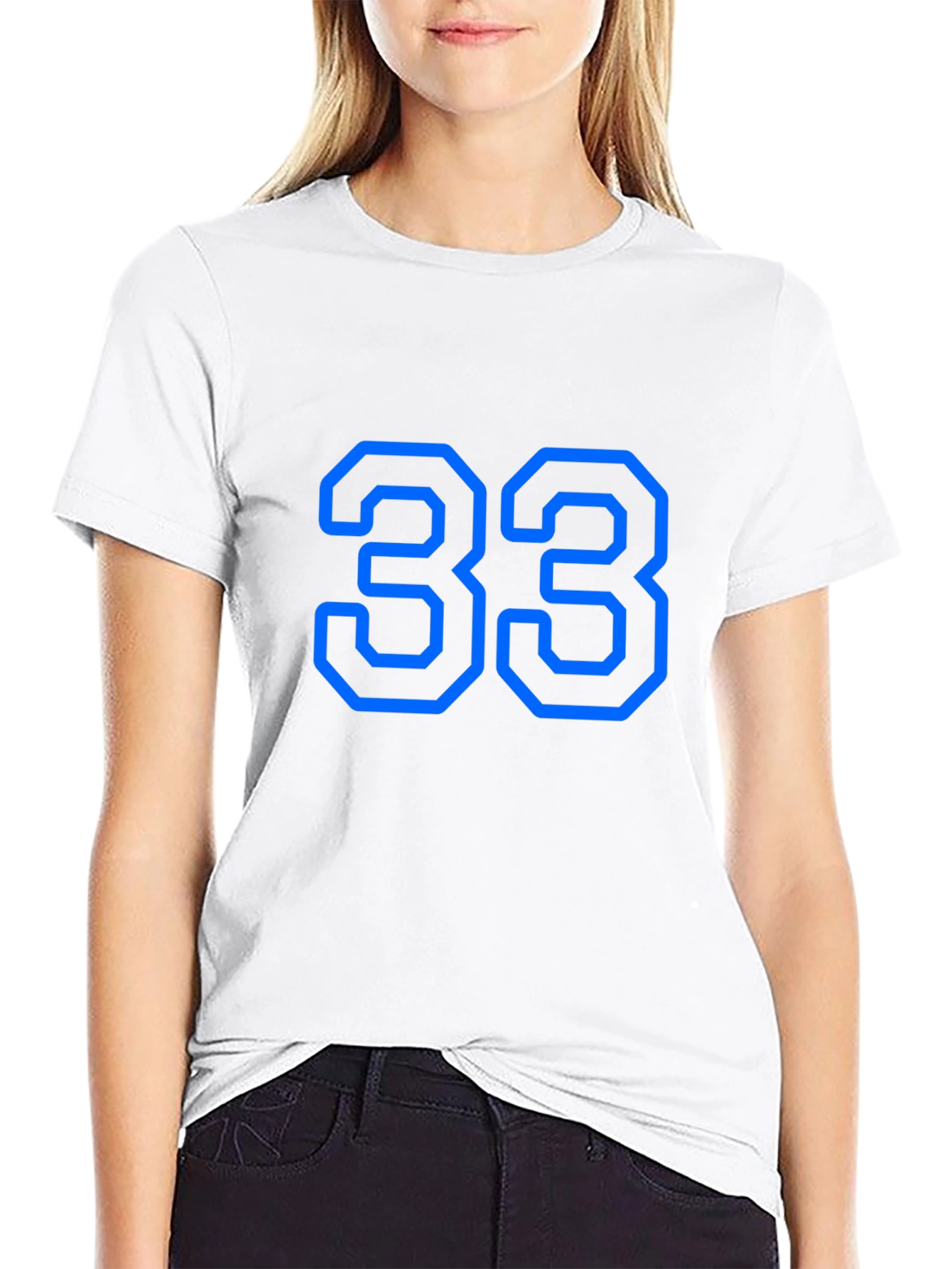 Mens Black T-Shirt with Blue Number 33 Graphic