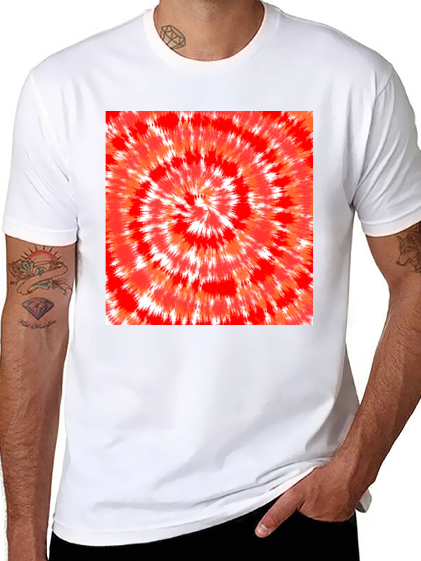 Red Tie-Dye Graphic Tee - Mens Black T-Shirt