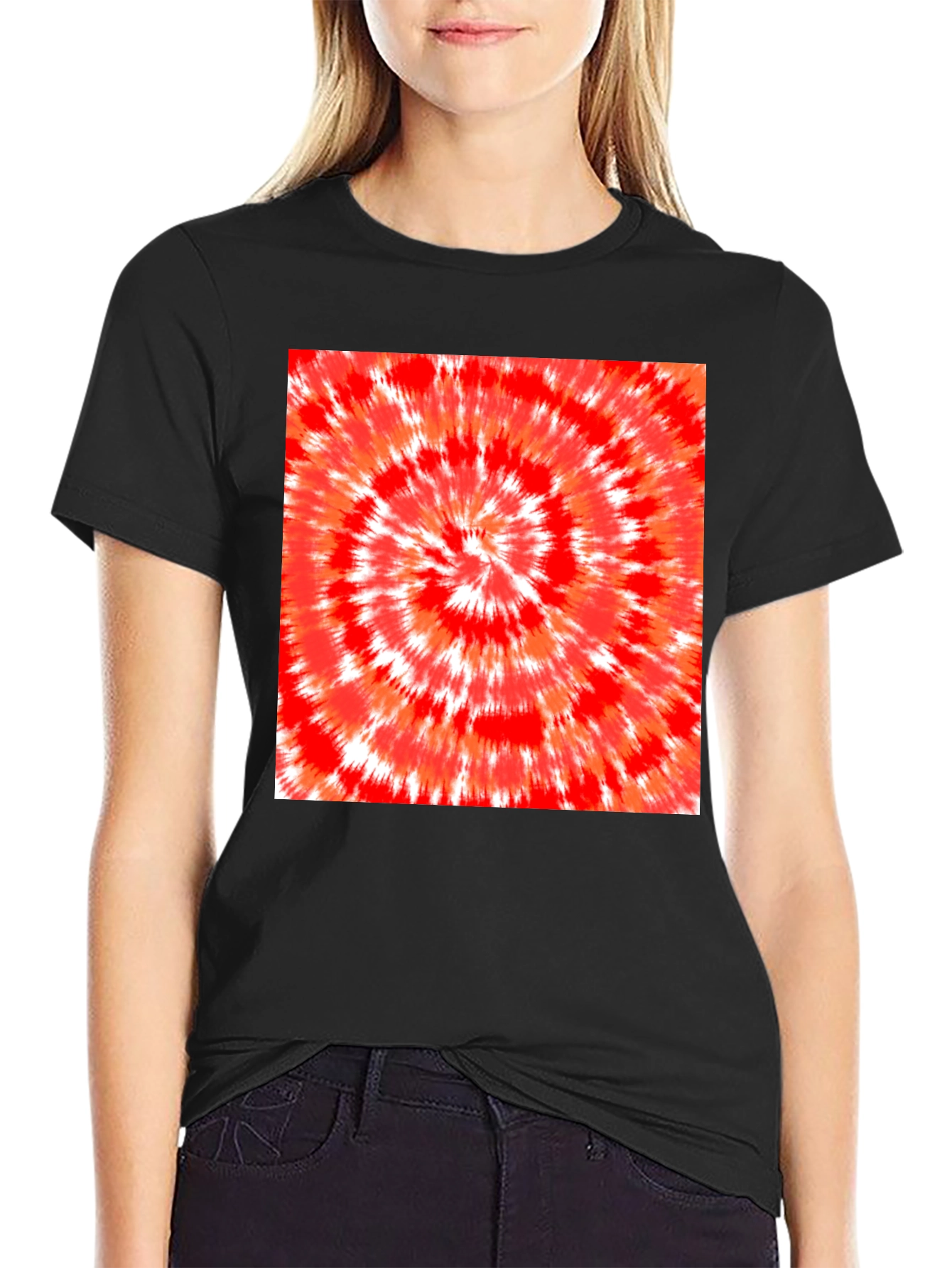 Red Tie-Dye Graphic Tee - Mens Black T-Shirt