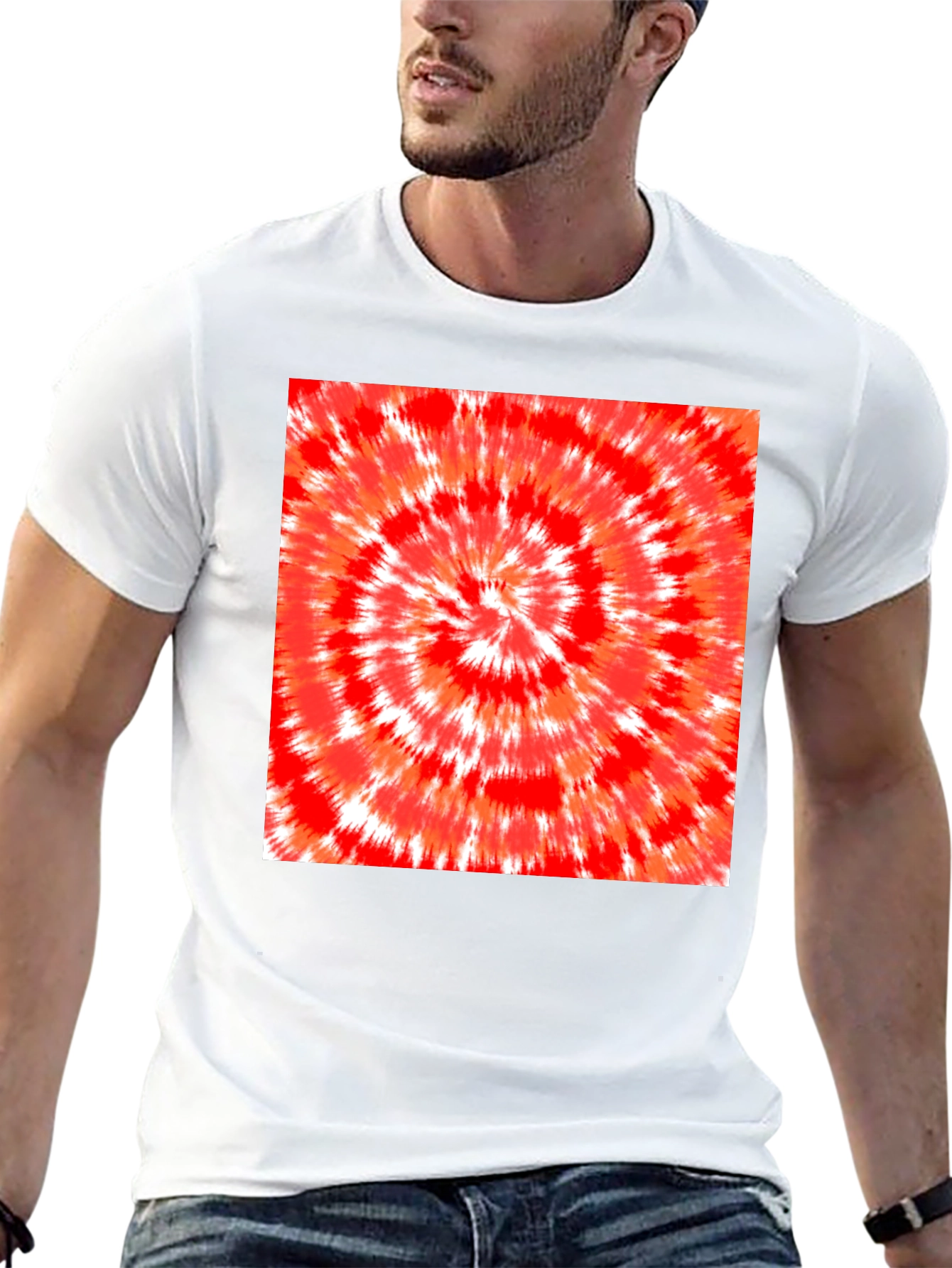 Red Tie-Dye Graphic Tee - Mens Black T-Shirt