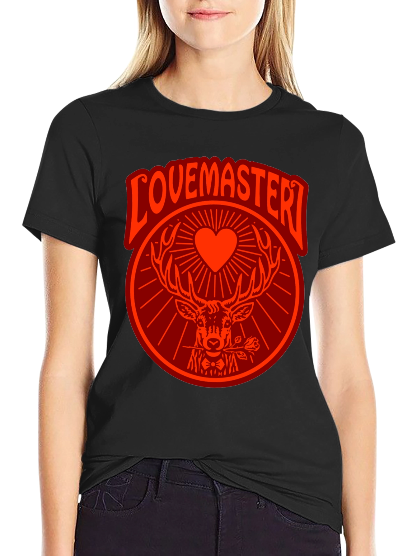 Lovemaster Deer Graphic Tee - Black T-Shirt