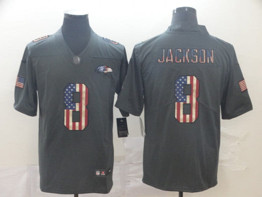 Men's Baltimore Ravens Lamar Jackson #8 Black Alternate Player Game Jerseys