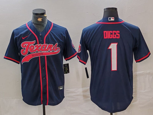 Men's Houston Texans Stefon Diggs #1 Navy Player Jerseys