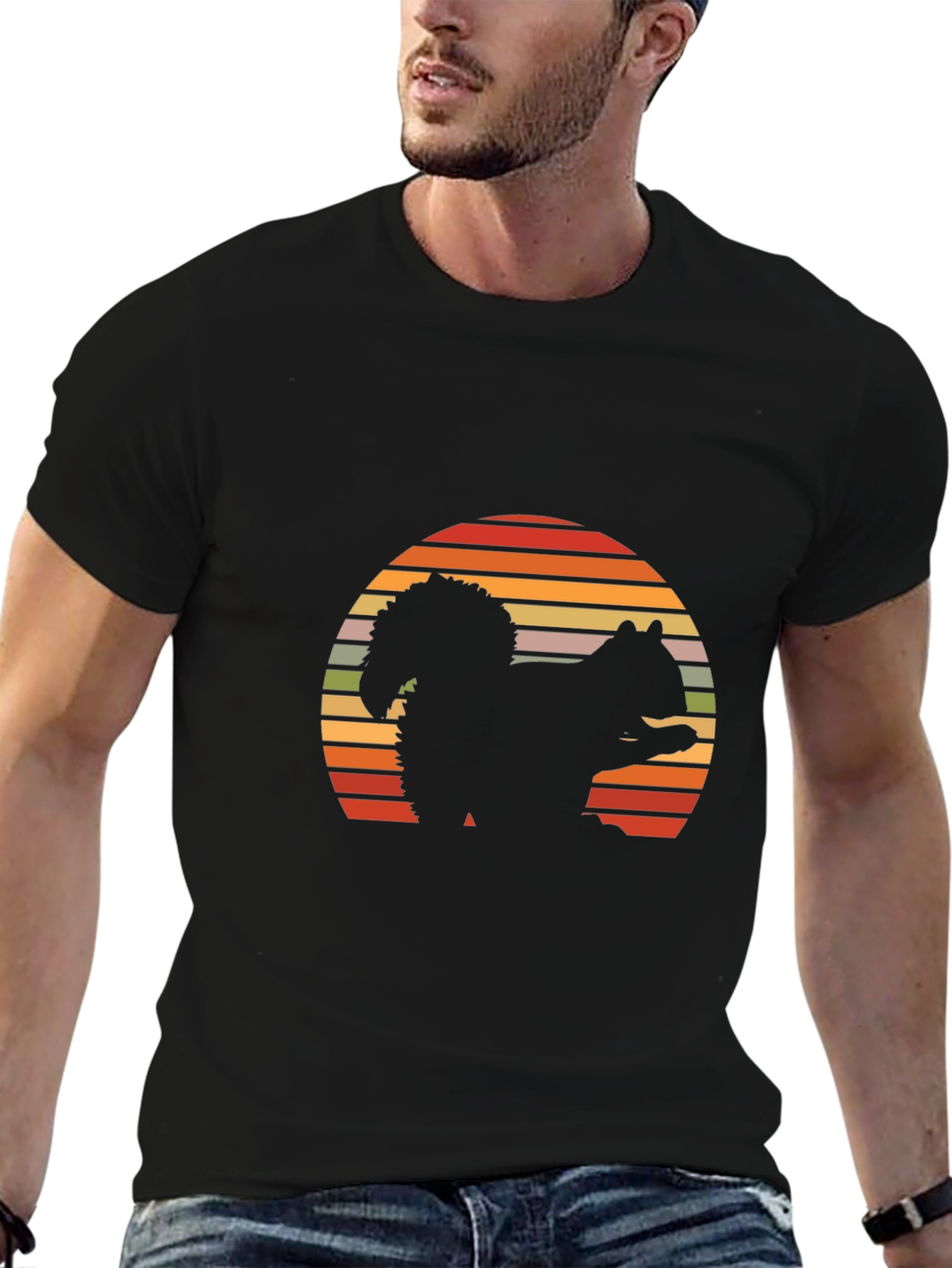 Retro Squirrel Sunset T-Shirt - Nature Lover Tee