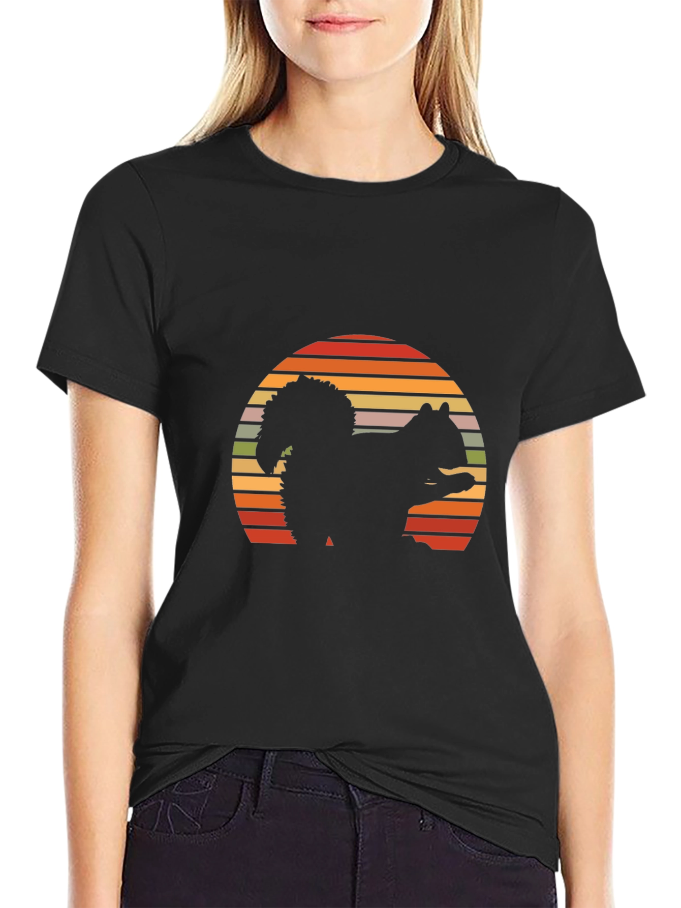 Retro Squirrel Sunset T-Shirt - Nature Lover Tee