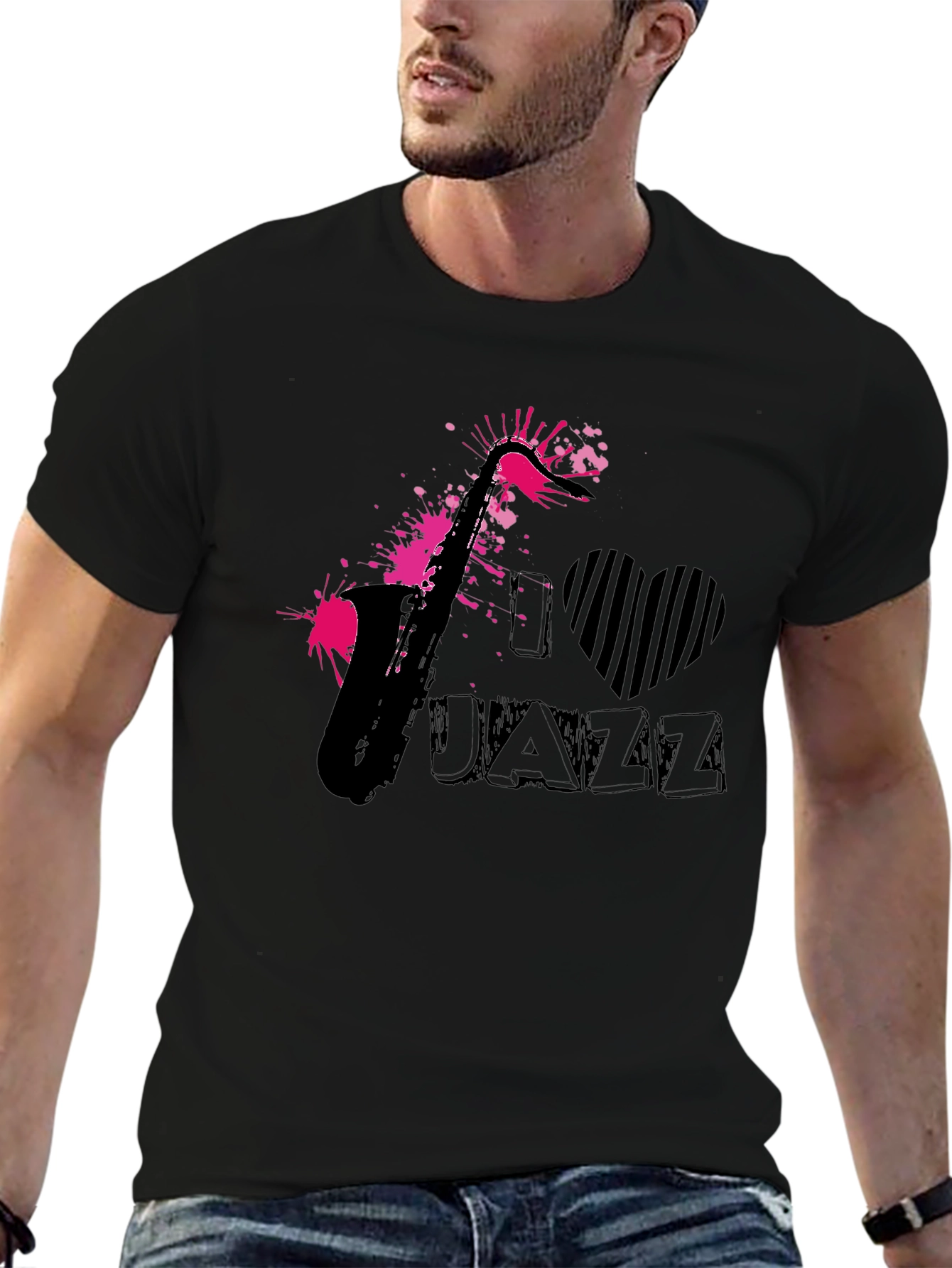 I Love Jazz Graphic T-Shirt - Black