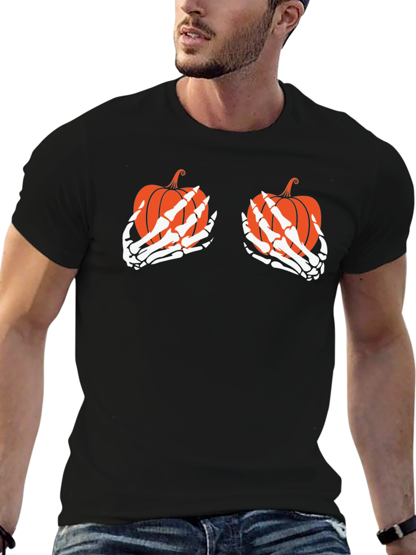Pumpkin Skeleton Hands Halloween T-Shirt