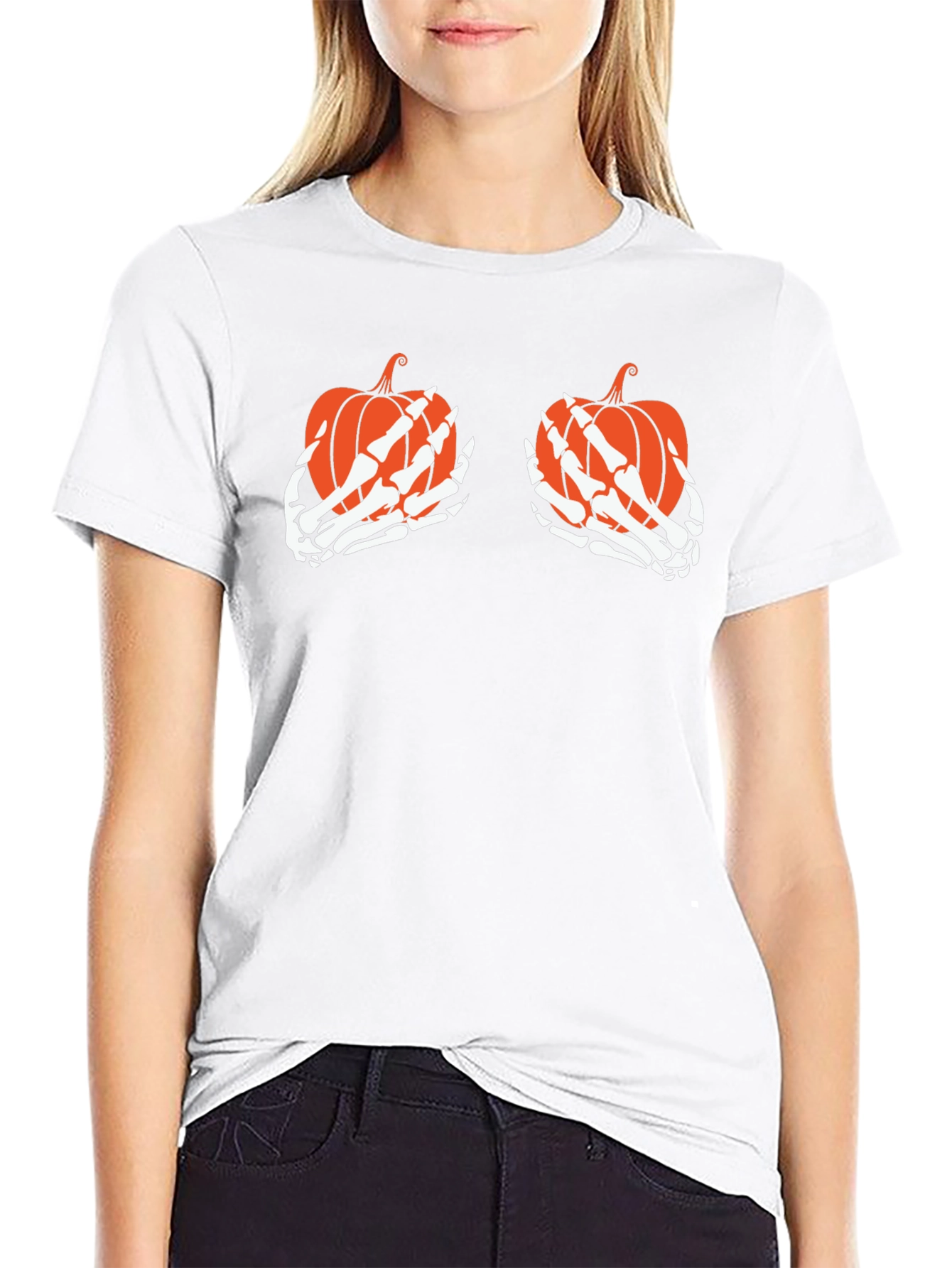 Pumpkin Skeleton Hands Halloween T-Shirt