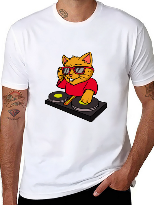 DJ Cat Graphic T-Shirt - Cool Music Lover Tee