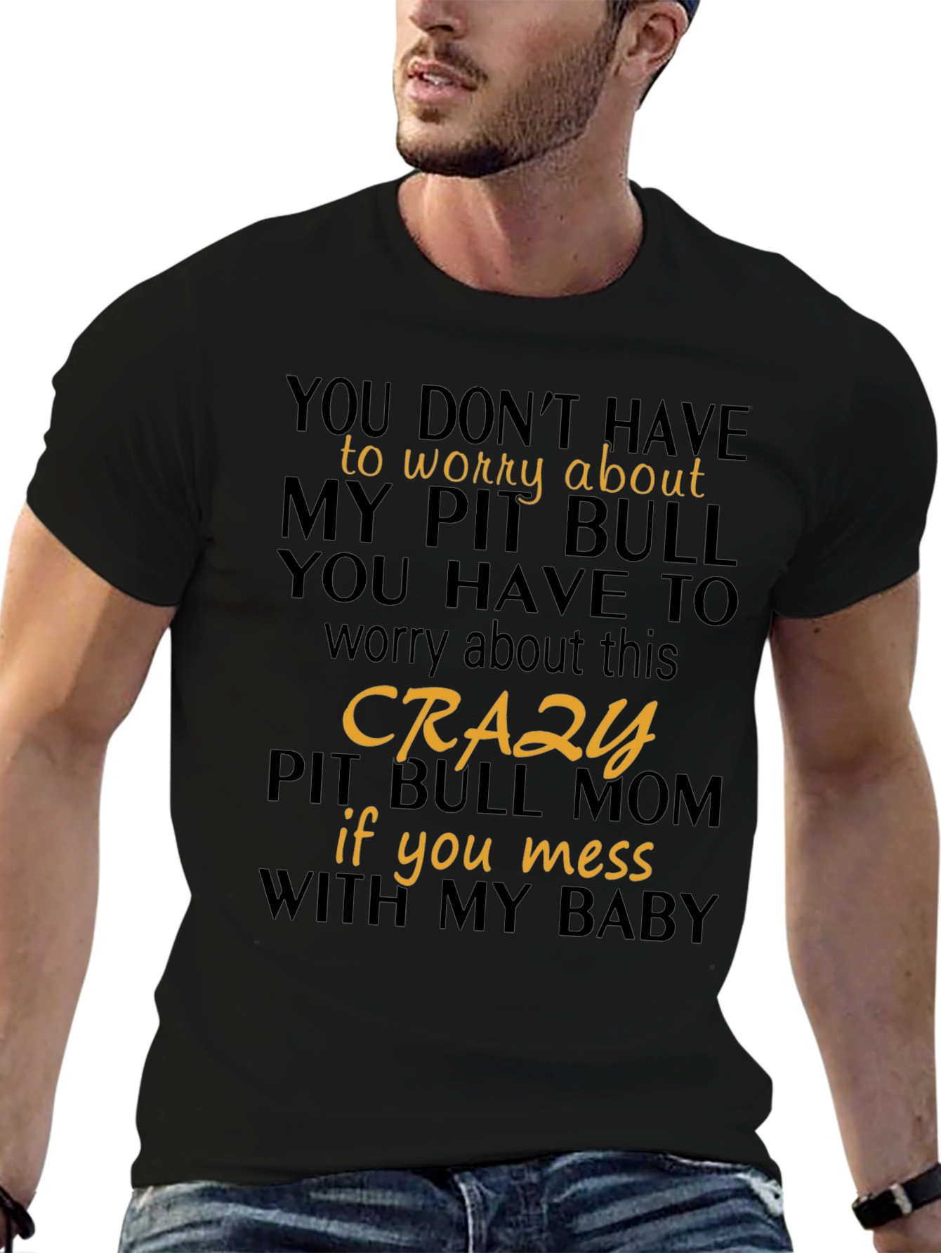 Crazy Pit Bull Mom Graphic T-Shirt