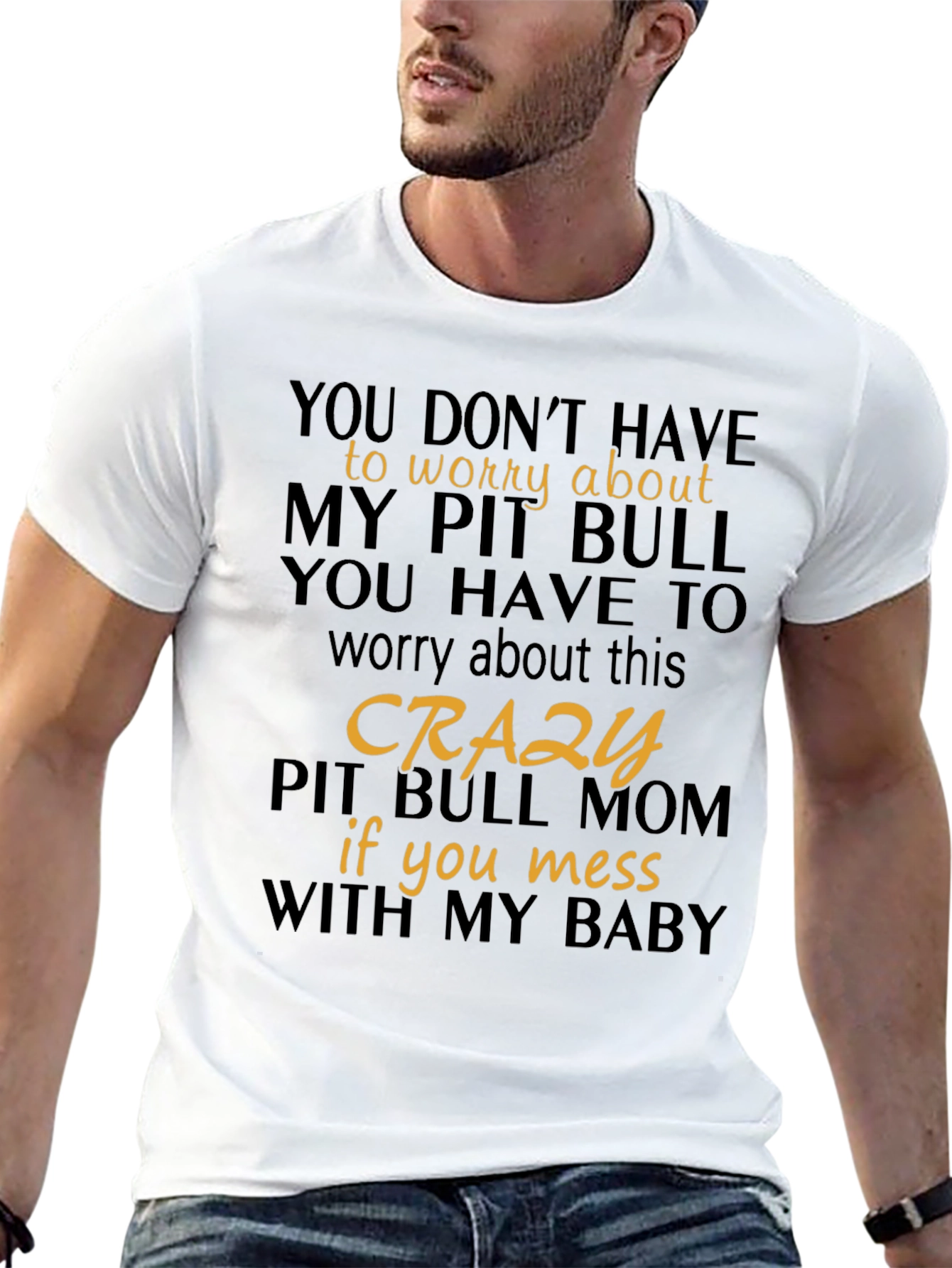 Crazy Pit Bull Mom Graphic T-Shirt