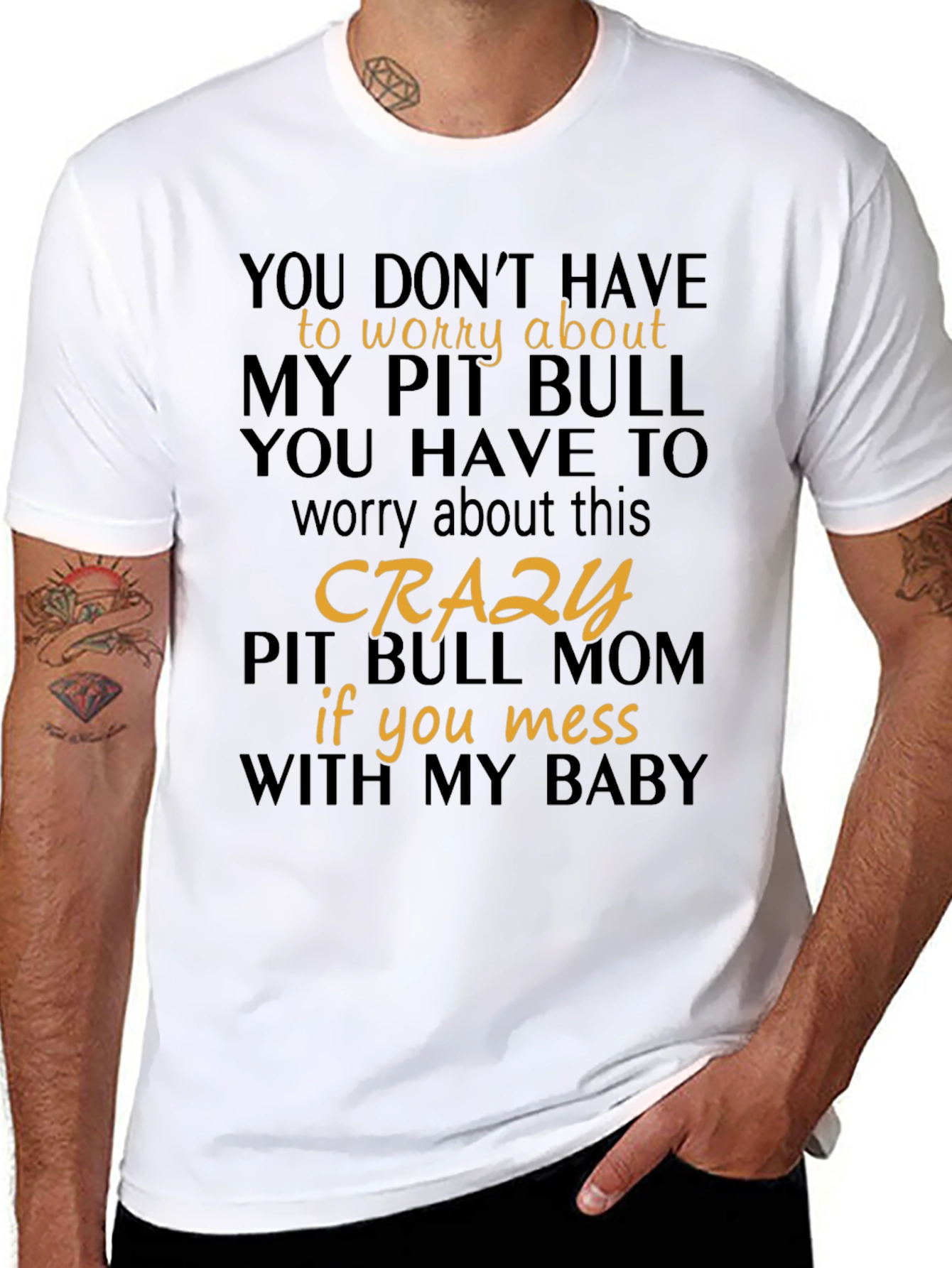 Crazy Pit Bull Mom Graphic T-Shirt