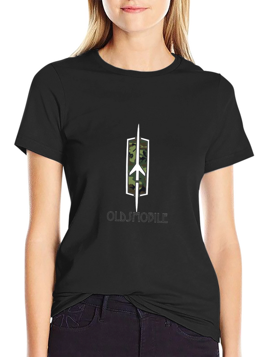 Oldsmobile Logo Camo Fill Black T-Shirt