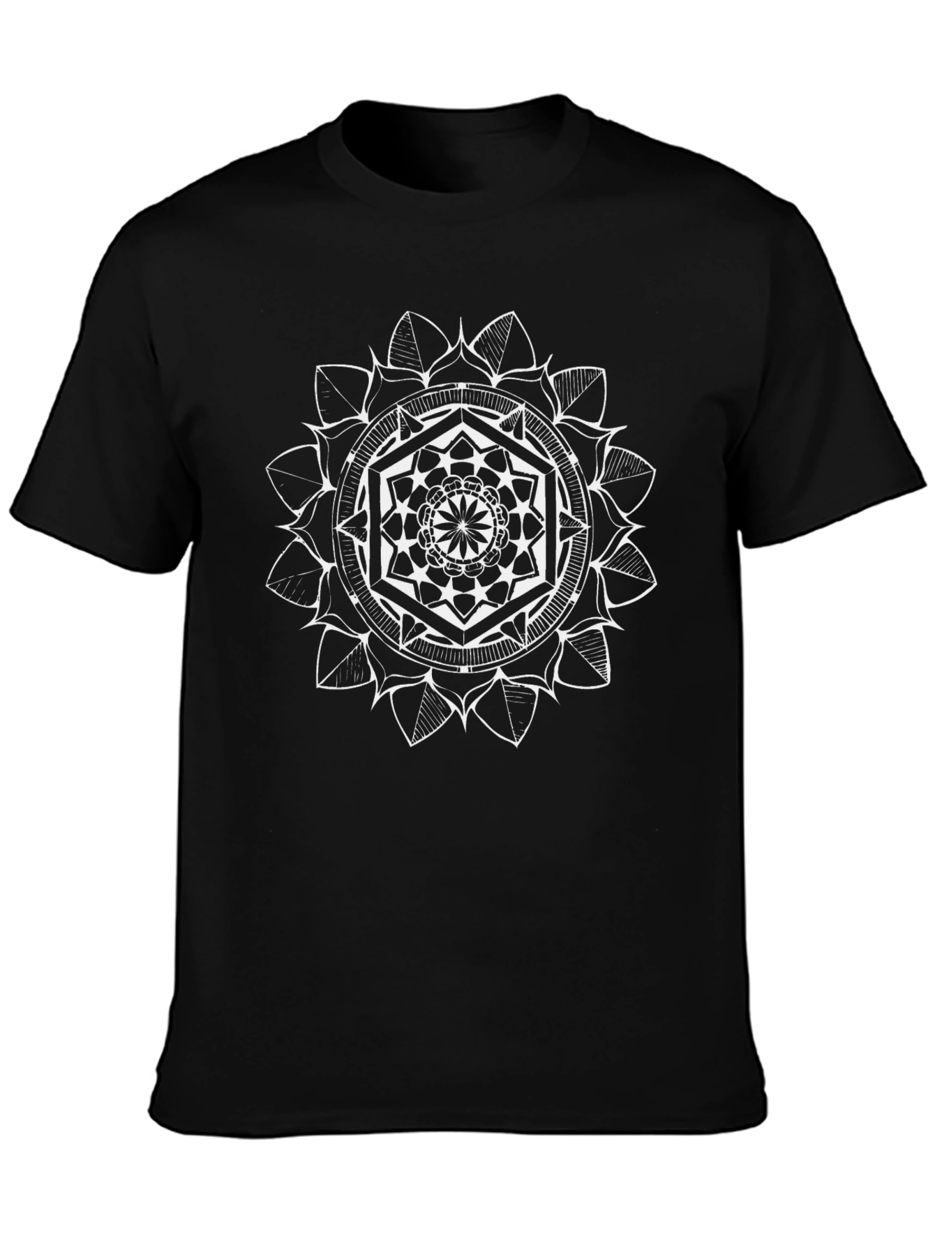 Geometric Mandala Graphic Tee - Black