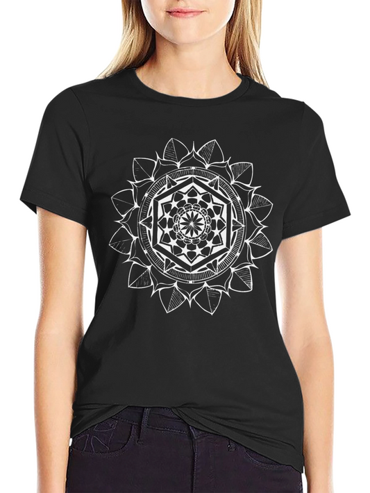Geometric Mandala Graphic Tee - Black