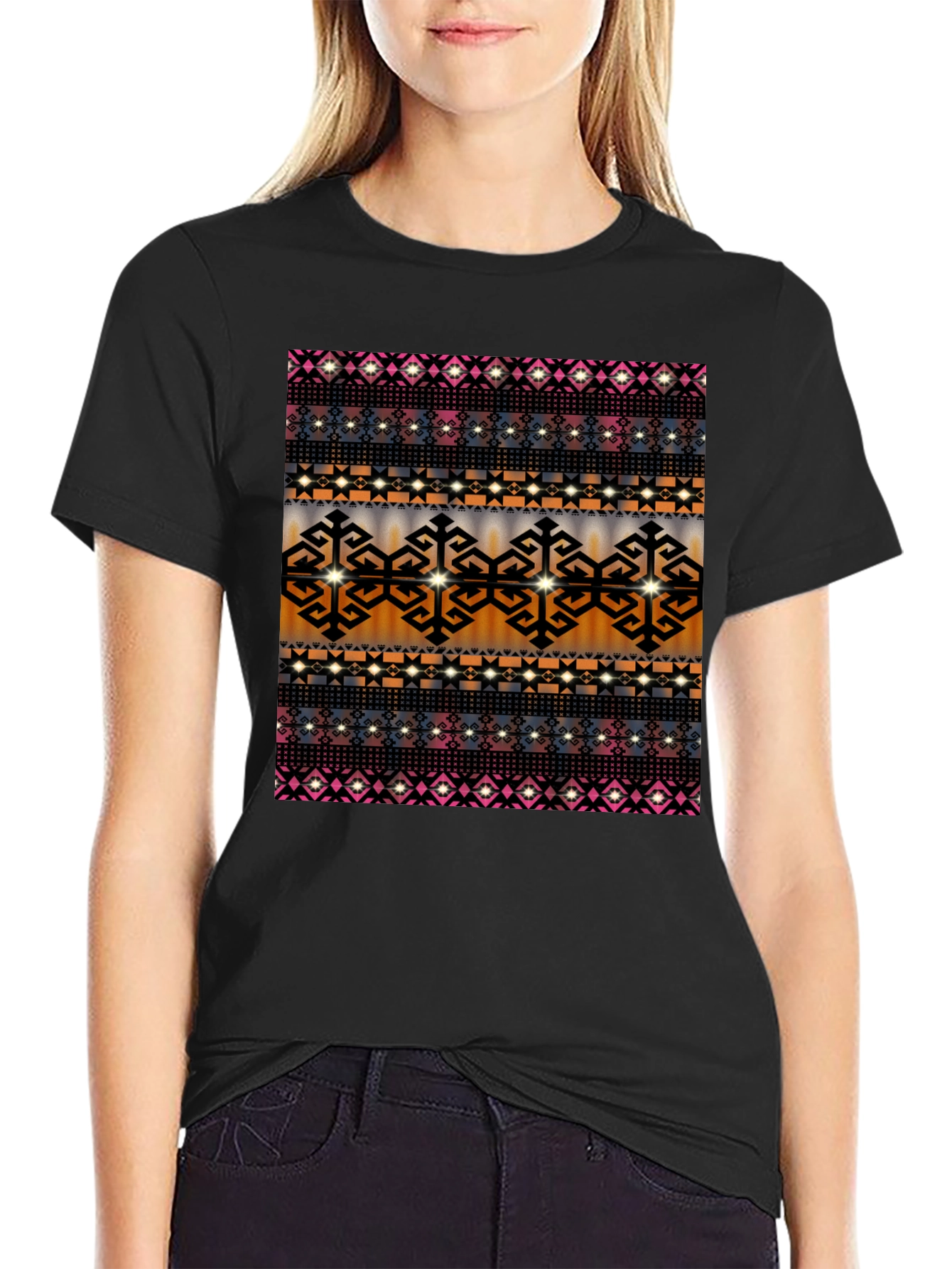 Patterned Graphic Tee - Mens Black T-Shirt