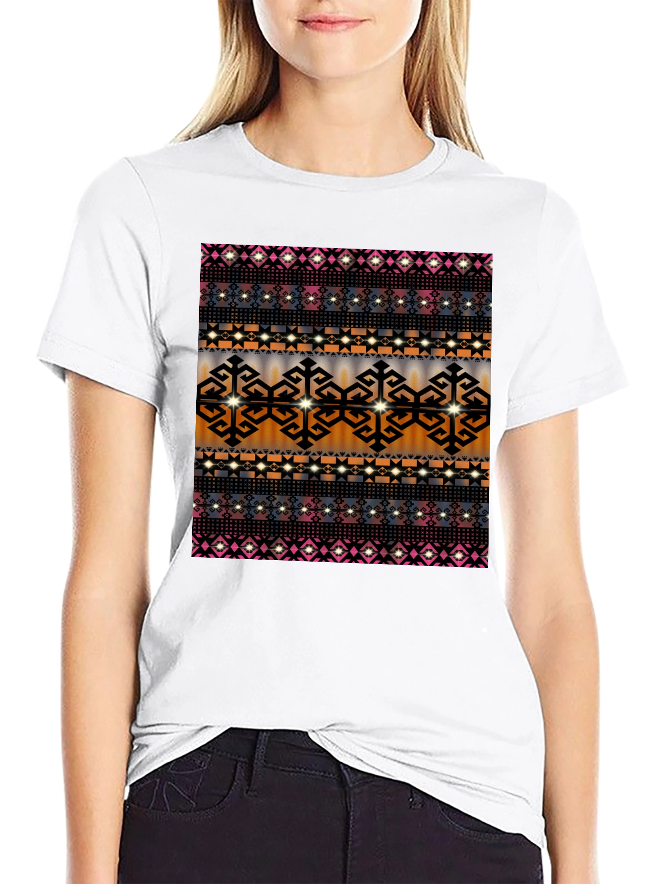 Patterned Graphic Tee - Mens Black T-Shirt