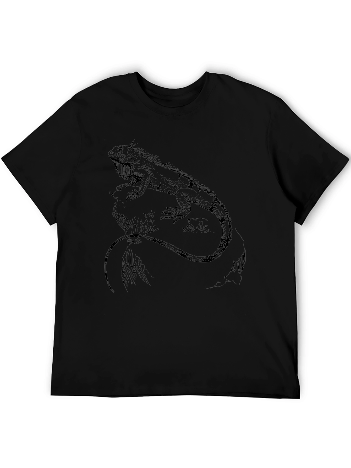 Iguana Graphic Tee - Black Casual T-Shirt