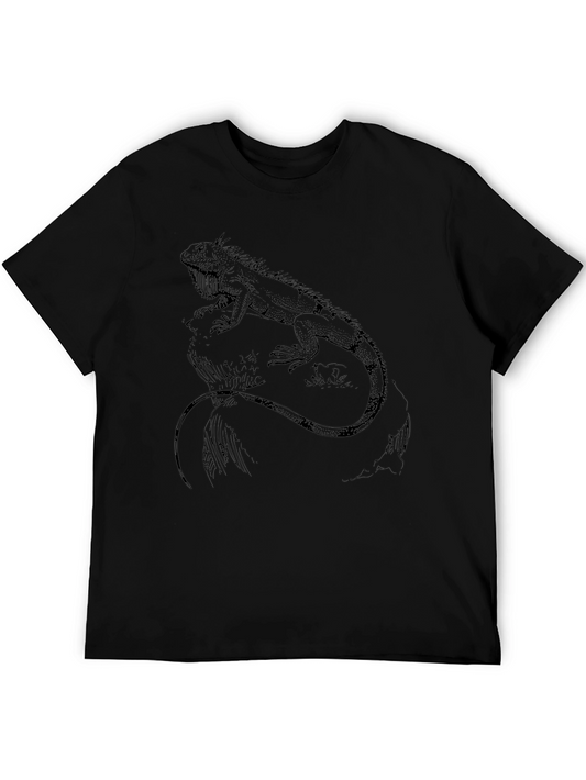 Iguana Graphic Tee - Black Casual T-Shirt