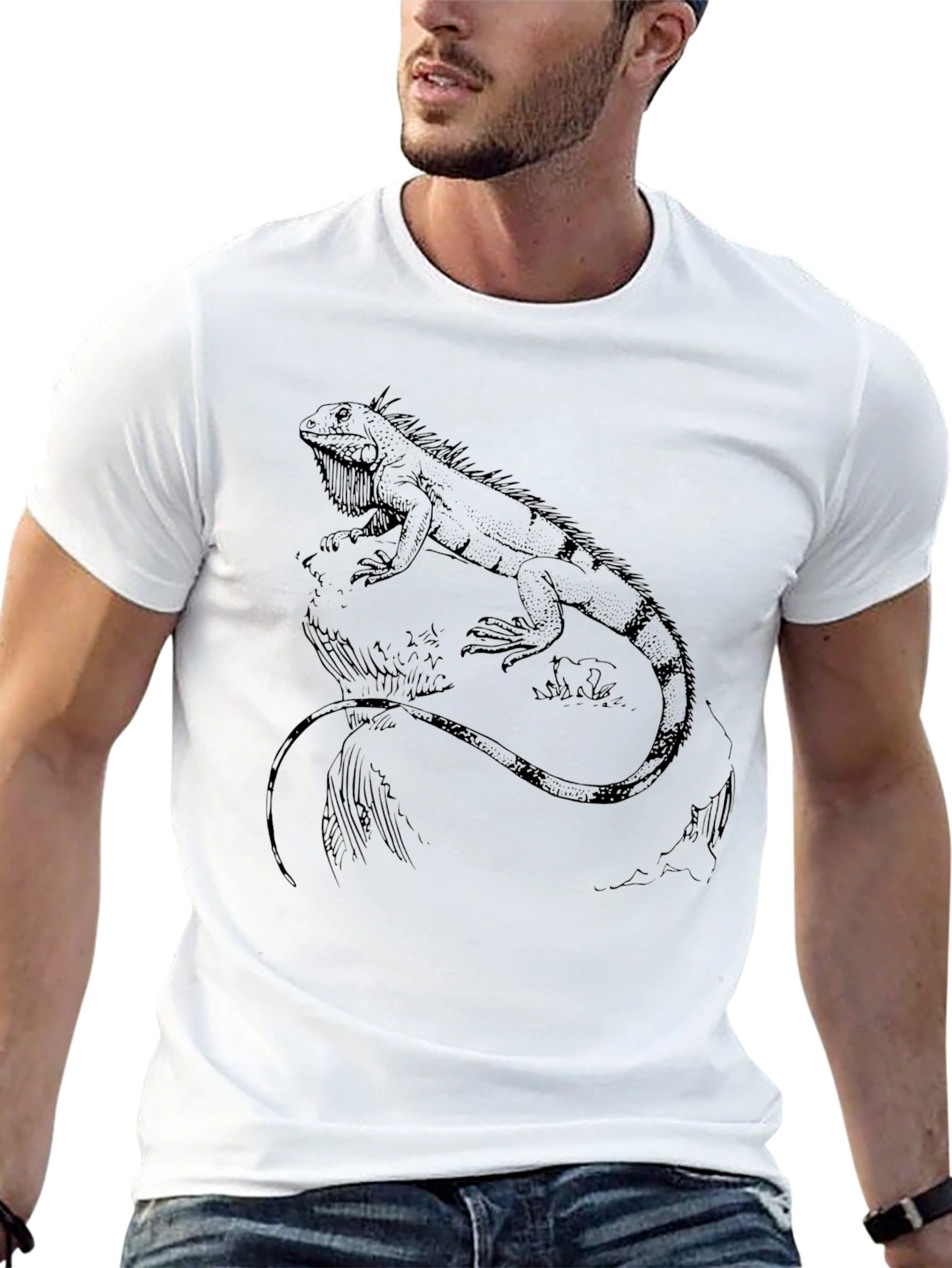 Iguana Graphic Tee - Black Casual T-Shirt