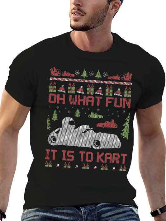 Funny Oh What Fun It Is To Kart Ugly Christmas Sweater T-Shirt
