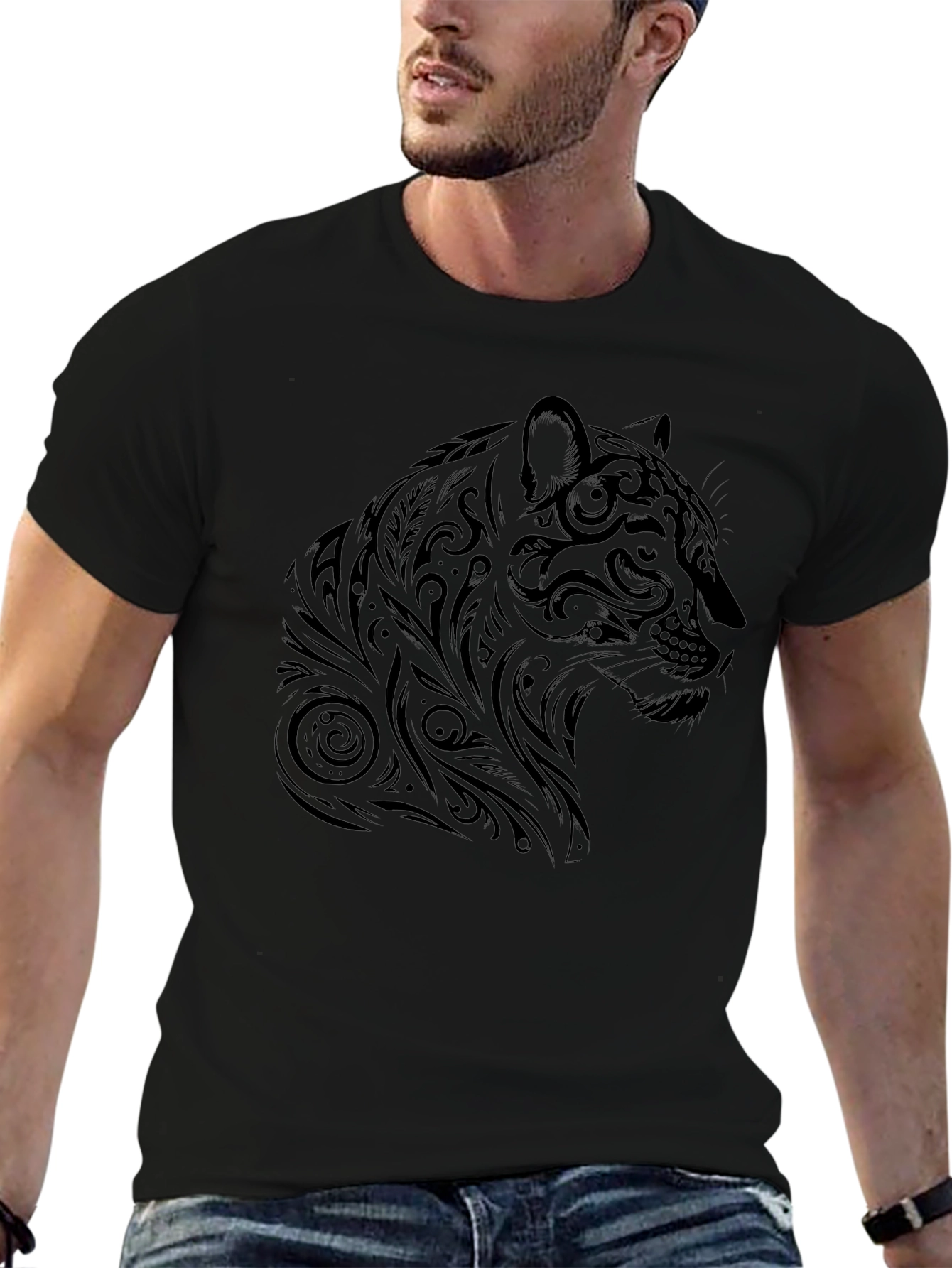 Black Jaguar Graphic Print T-Shirt